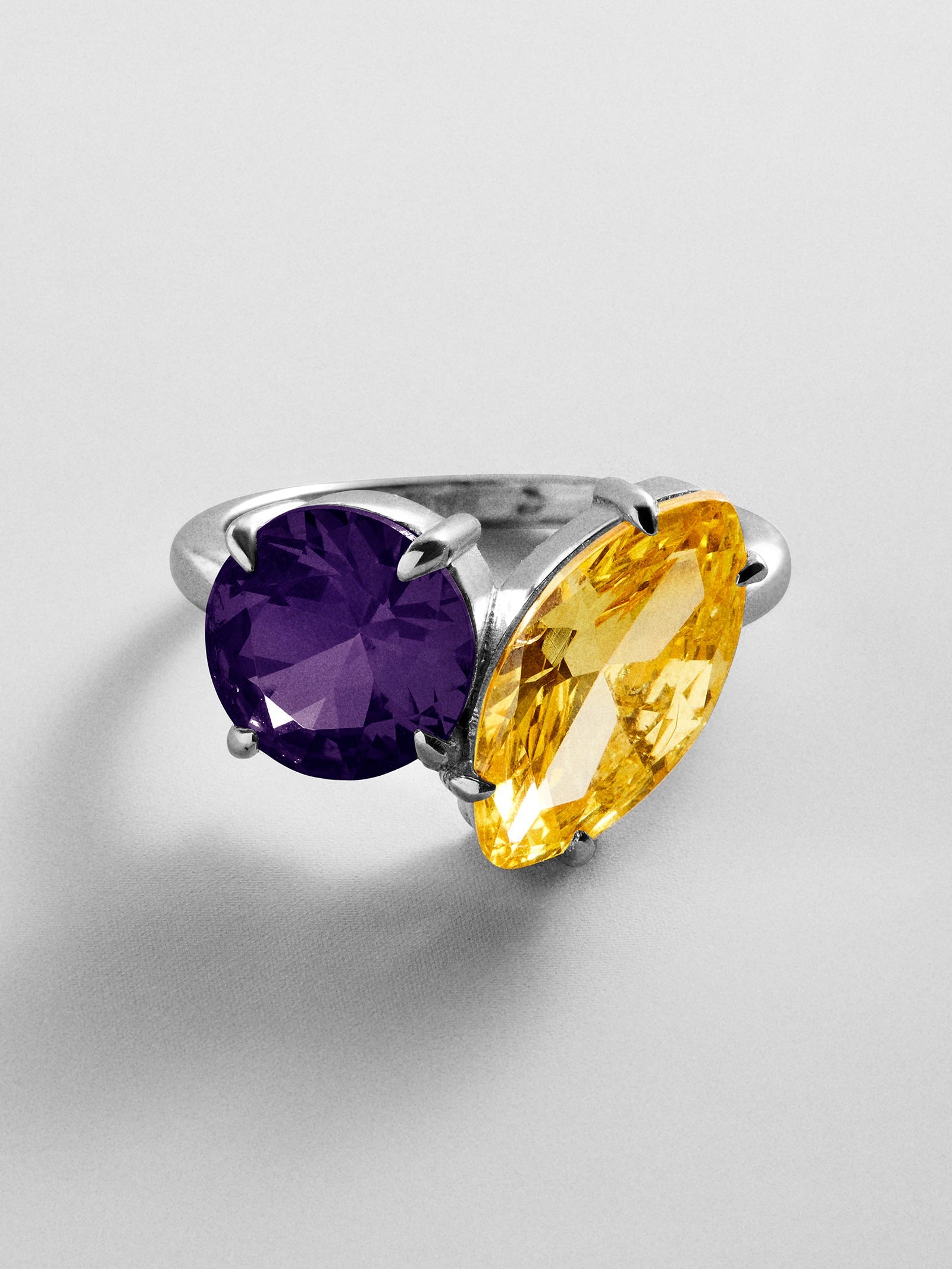 Toi et Moi Custom Birthstone Ring - Silver