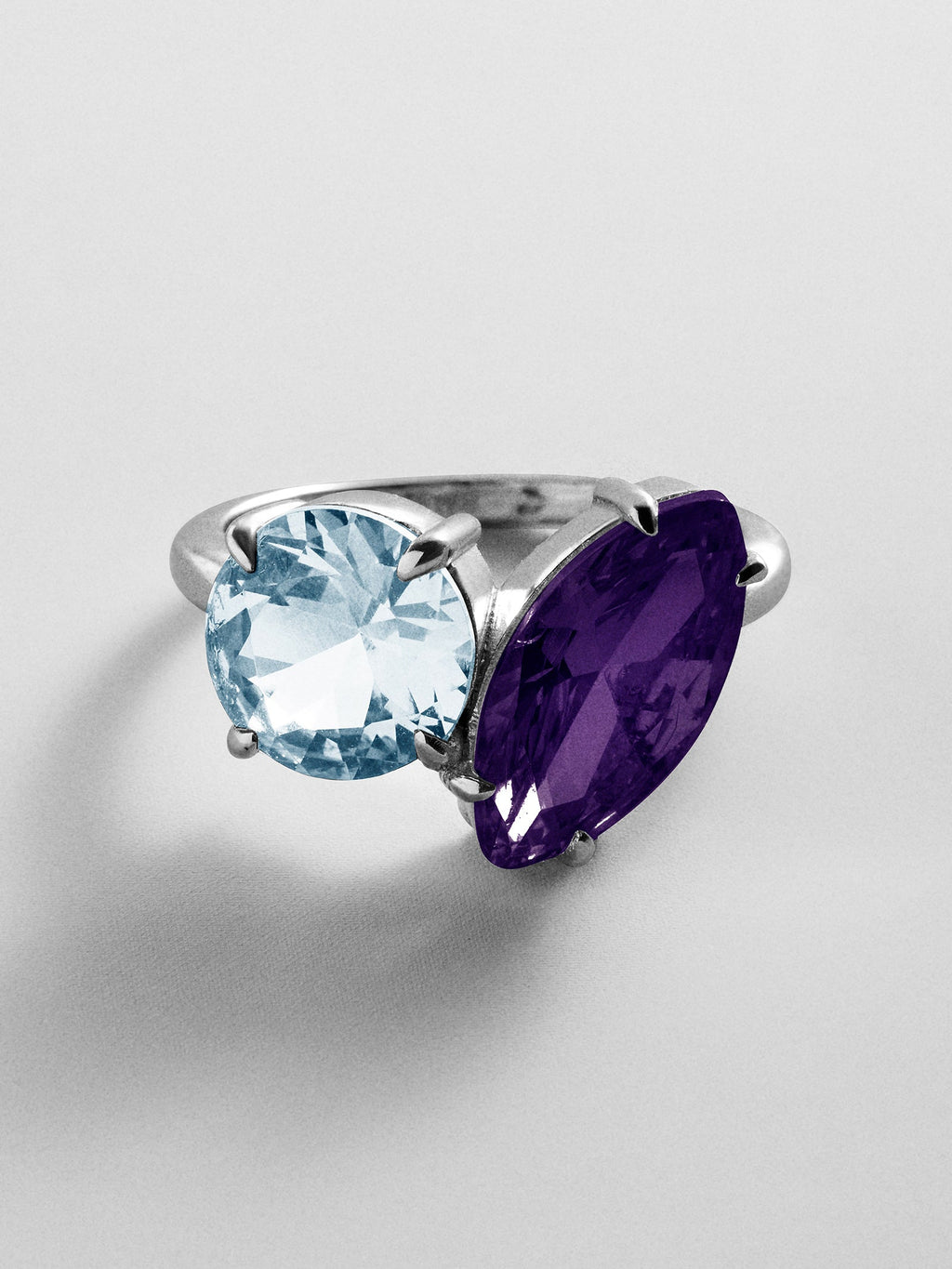 Toi et Moi Custom Birthstone Ring - Silver