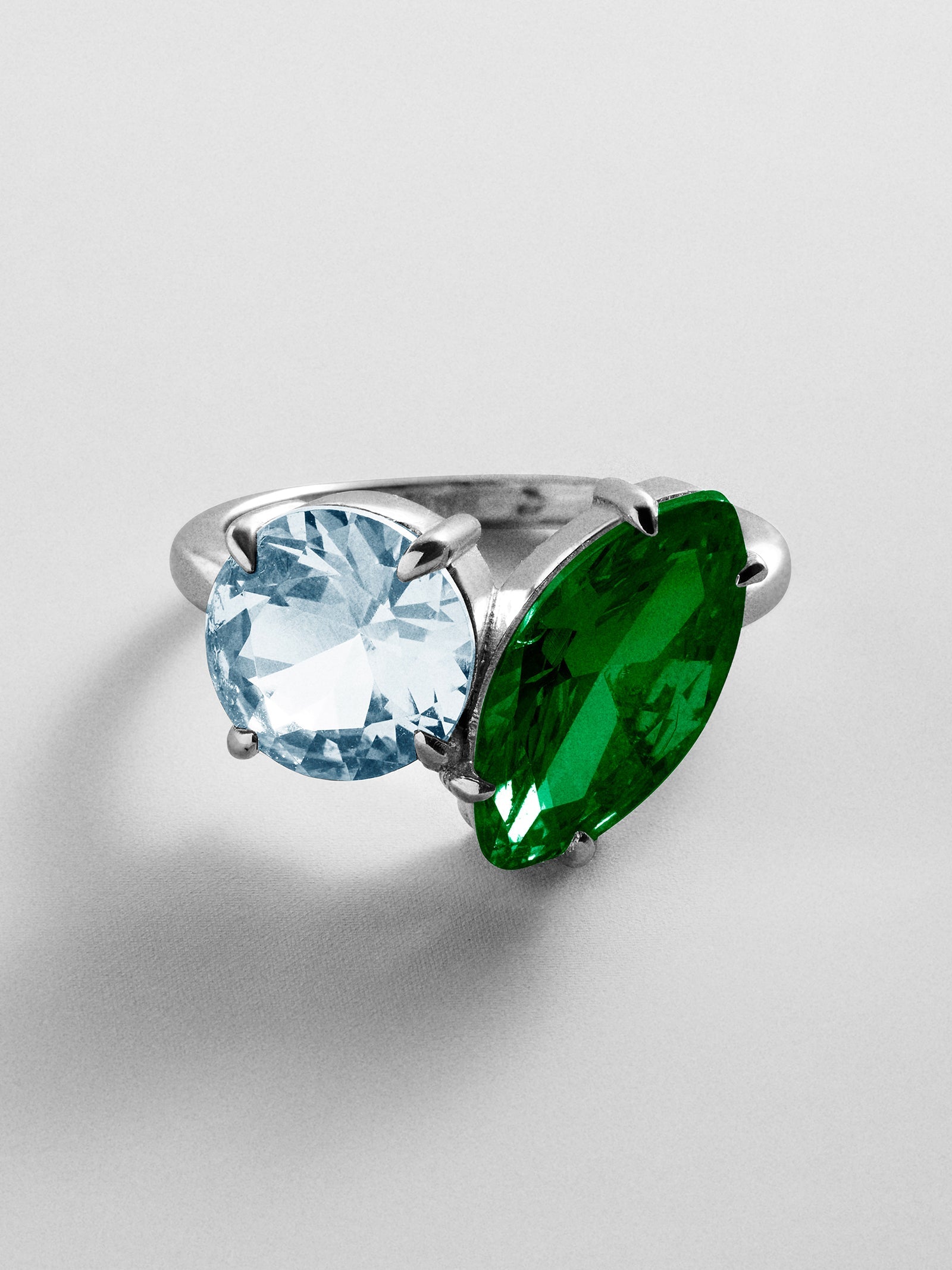 Toi et Moi Custom Birthstone Ring - Silver