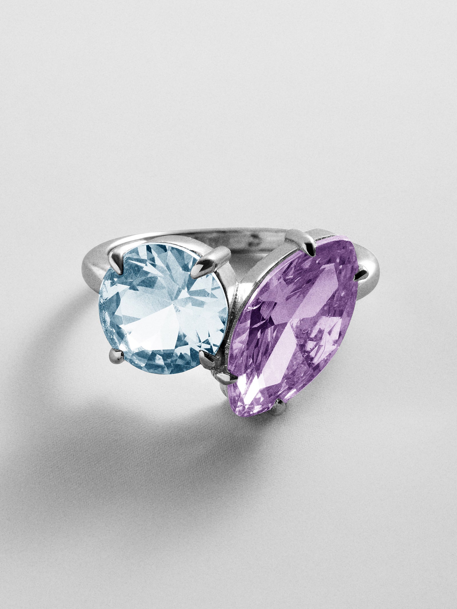 Toi et Moi Custom Birthstone Ring - Silver