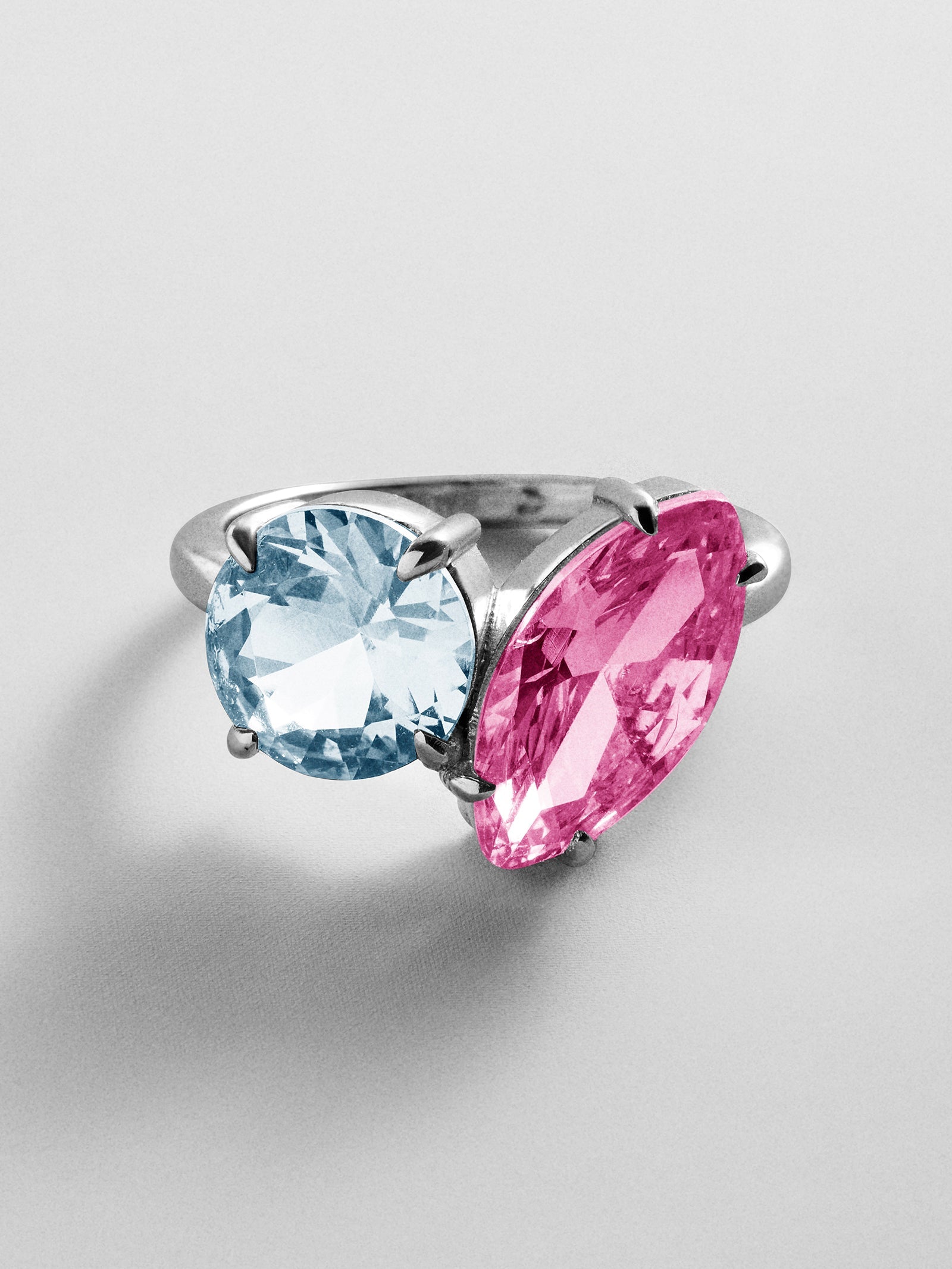Toi et Moi Custom Birthstone Ring - Silver