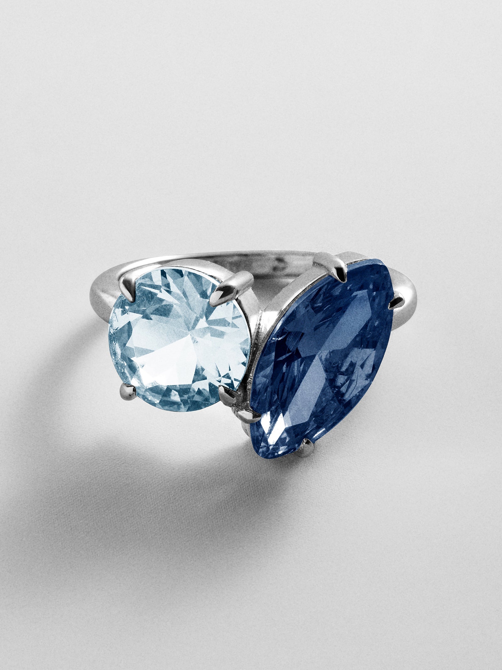Toi et Moi Custom Birthstone Ring - Silver