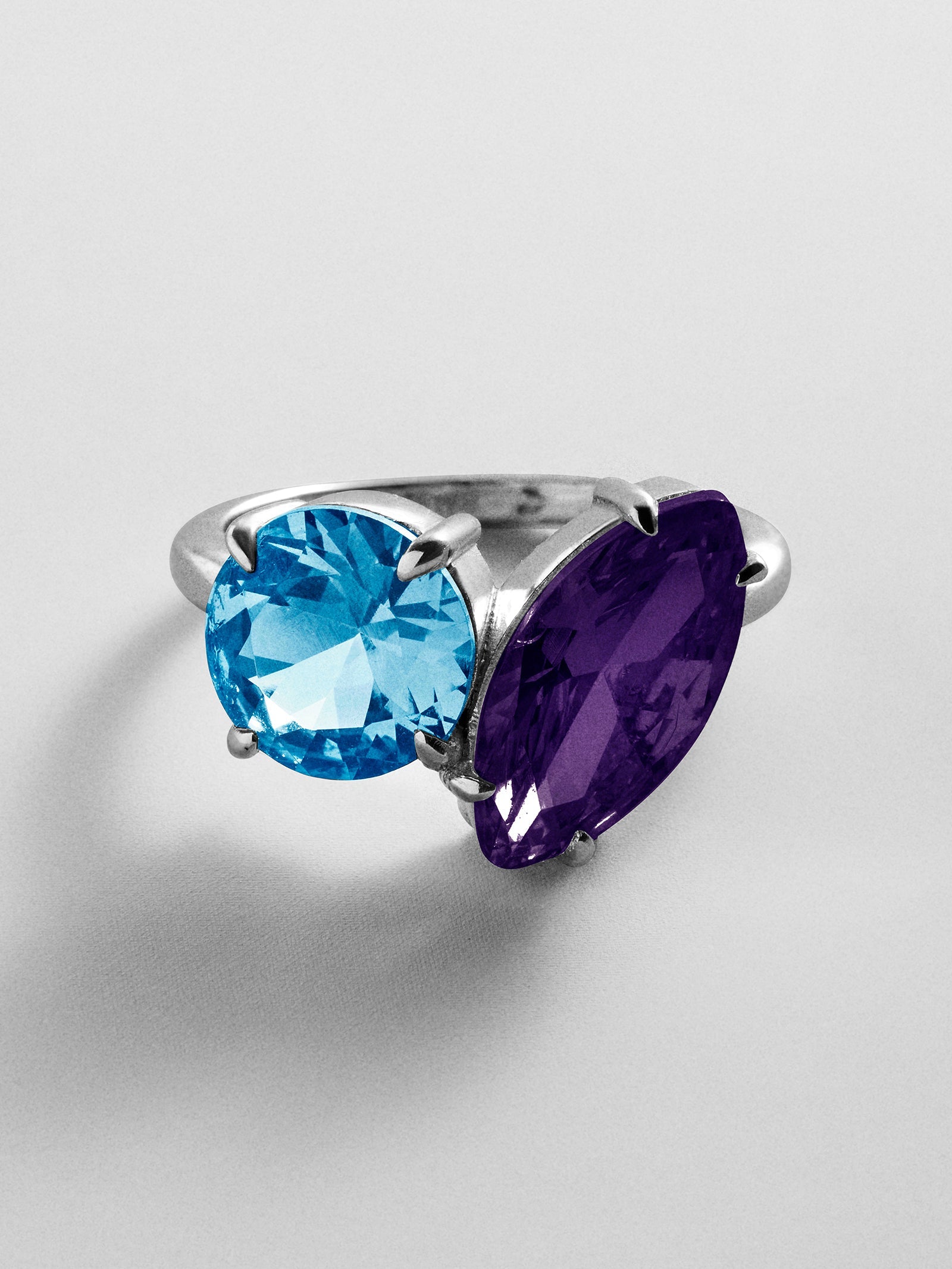 Toi et Moi Custom Birthstone Ring - Silver