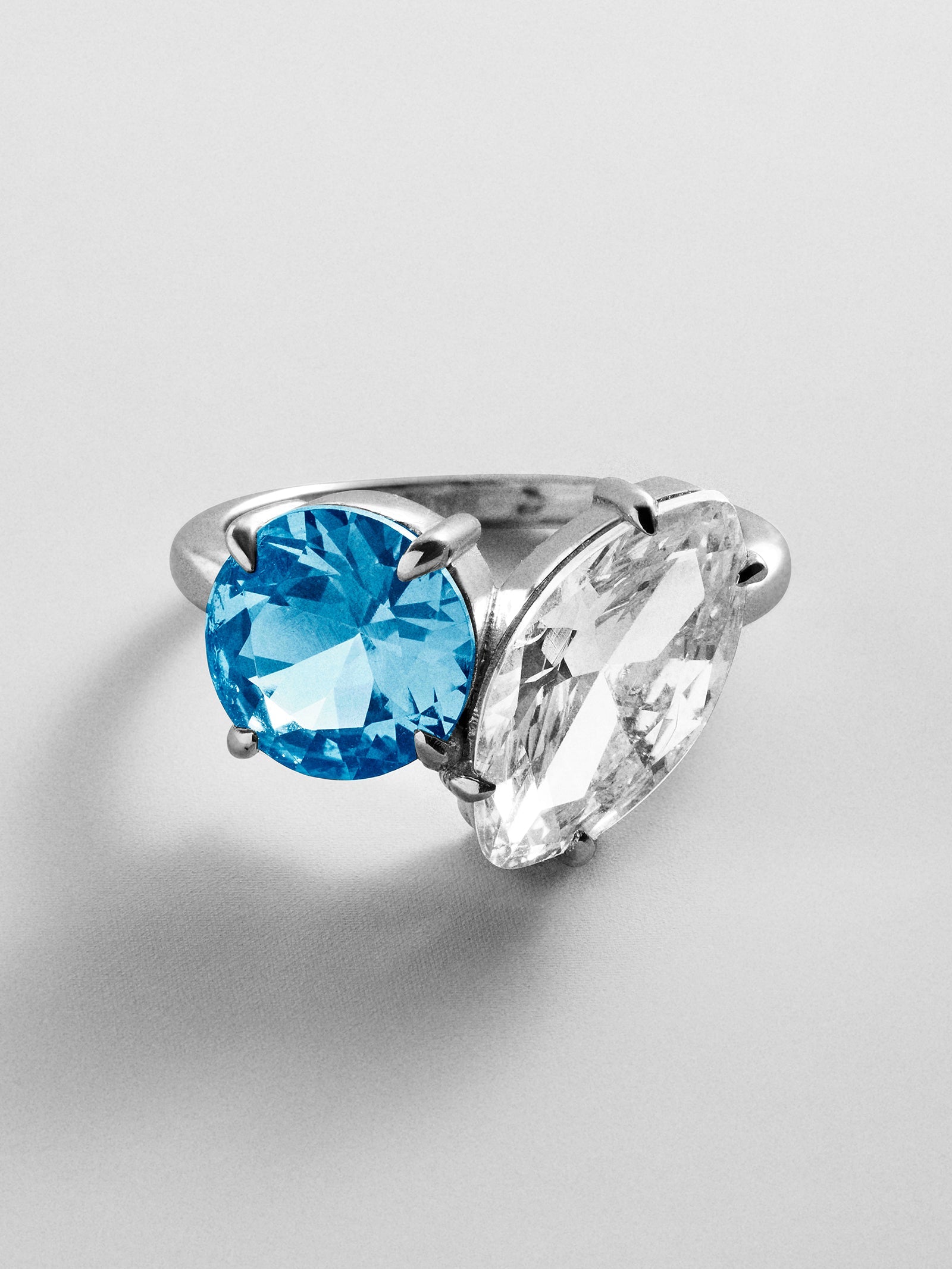 Toi et Moi Custom Birthstone Ring - Silver