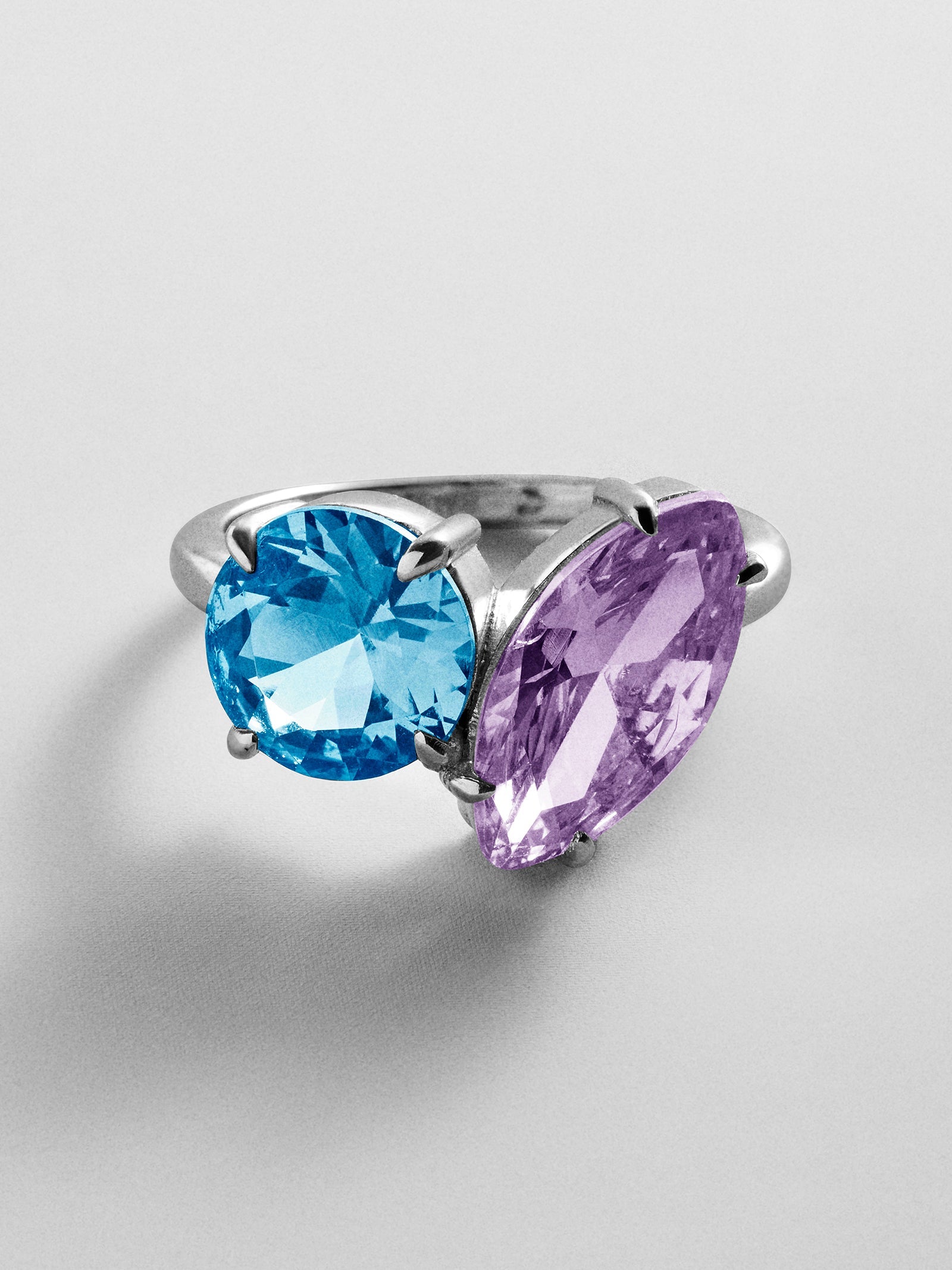 Toi et Moi Custom Birthstone Ring - Silver