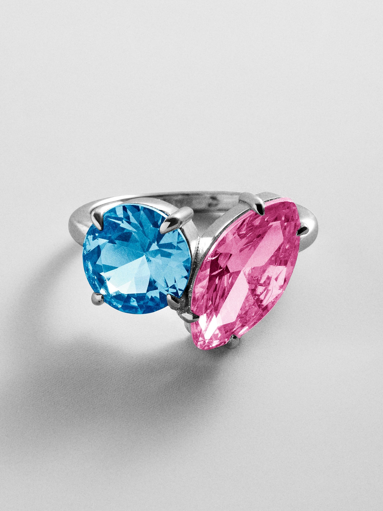 Toi et Moi Custom Birthstone Ring - Silver