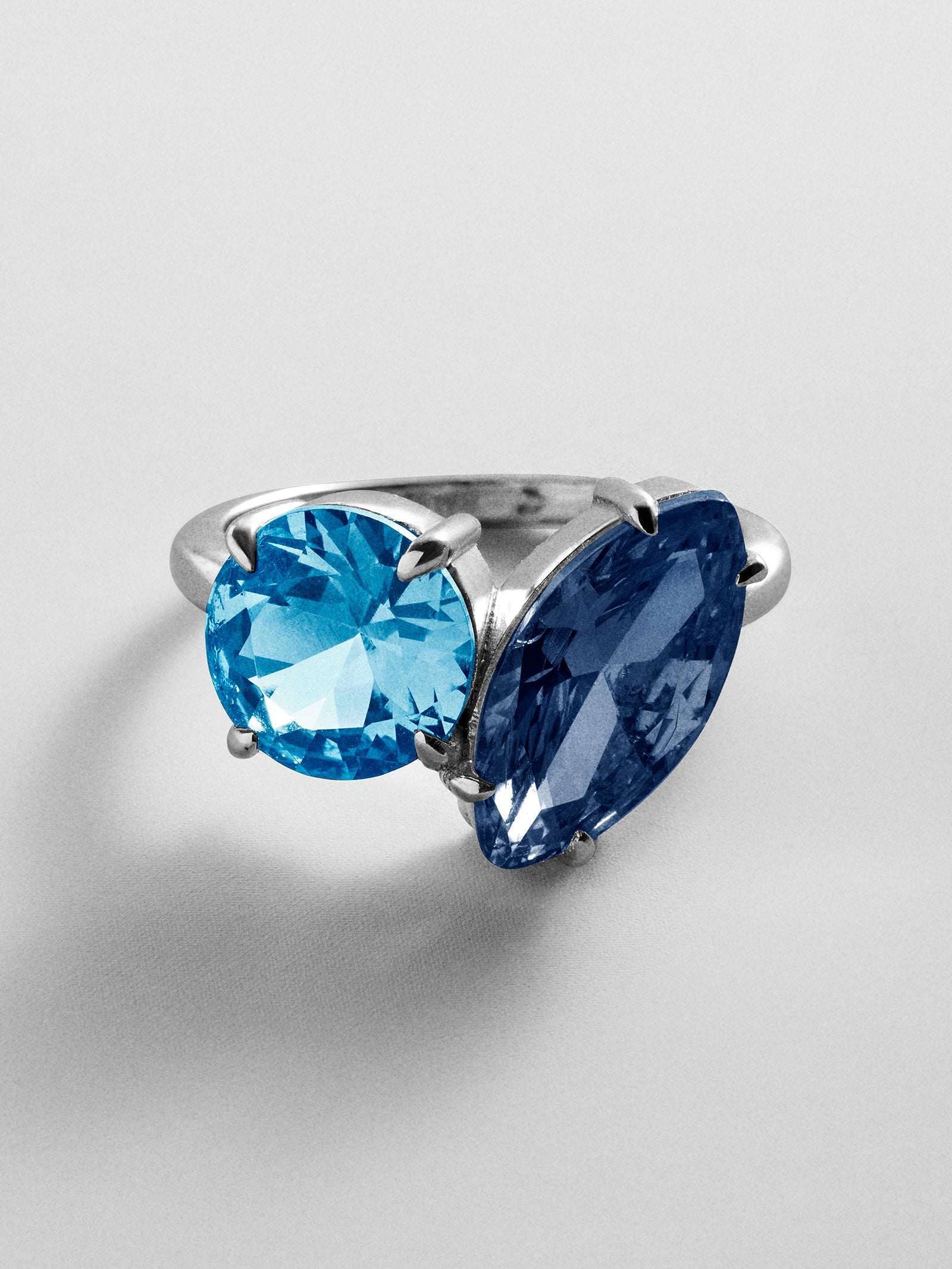 Toi et Moi Custom Birthstone Ring - Silver