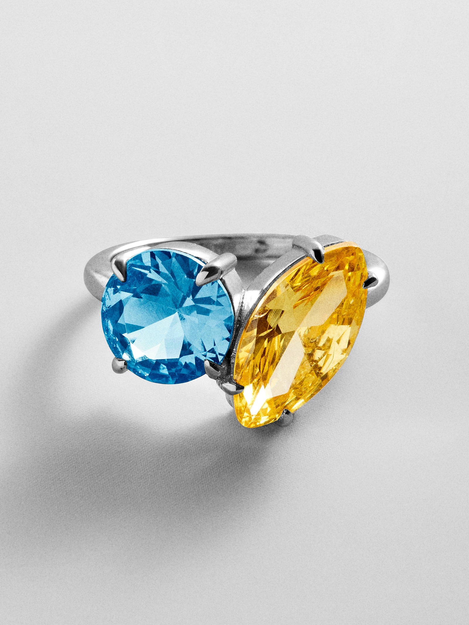 Toi et Moi Custom Birthstone Ring - Silver