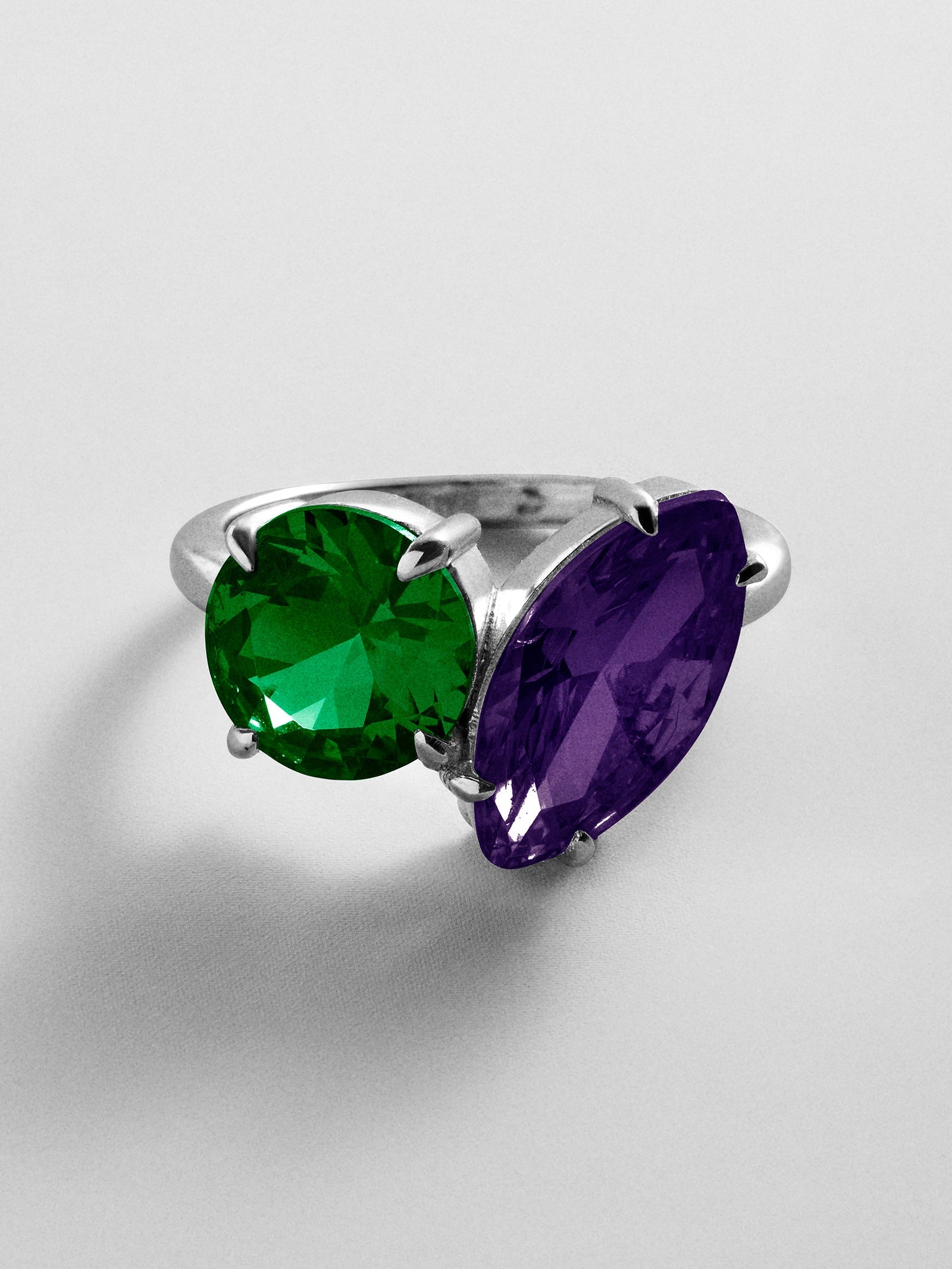Toi et Moi Custom Birthstone Ring - Silver