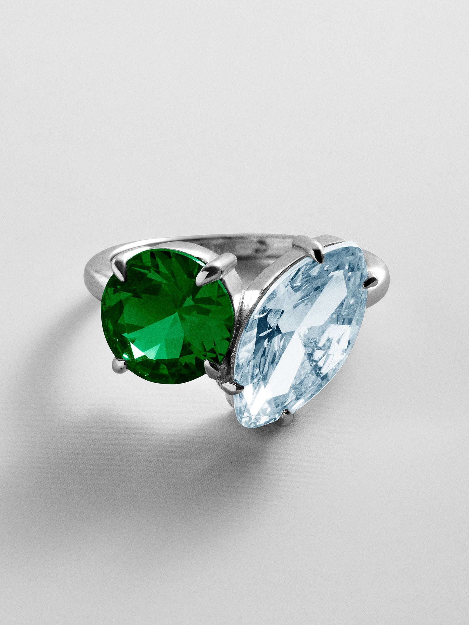 Toi et Moi Custom Birthstone Ring - Silver