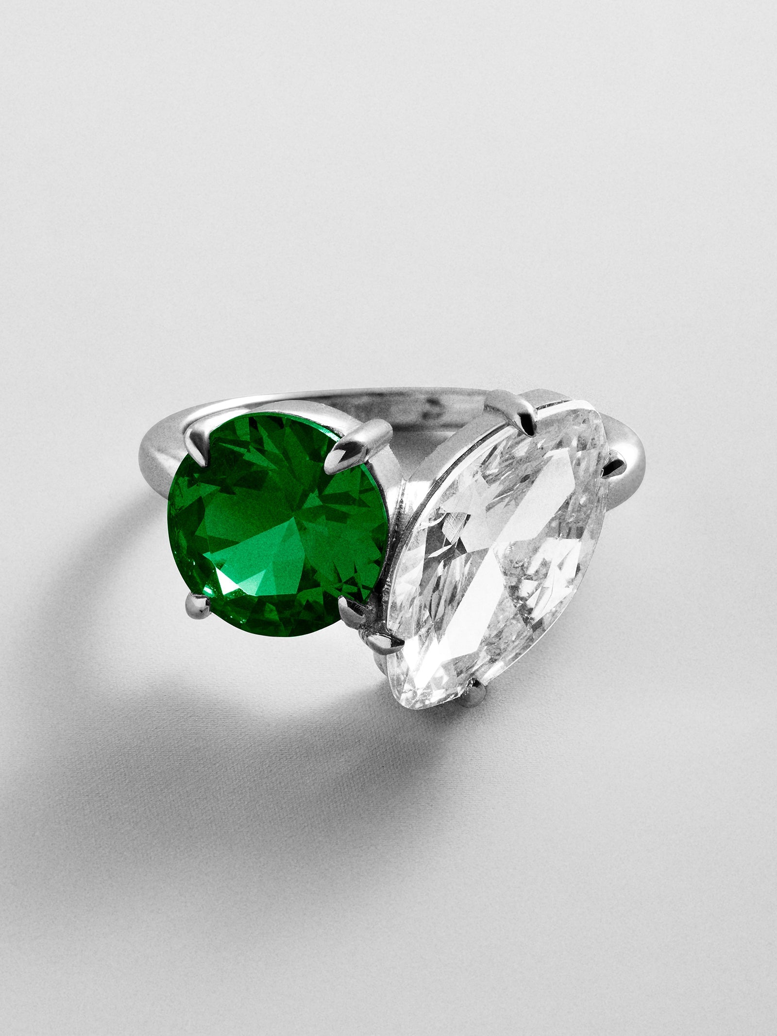 Toi et Moi Custom Birthstone Ring - Silver