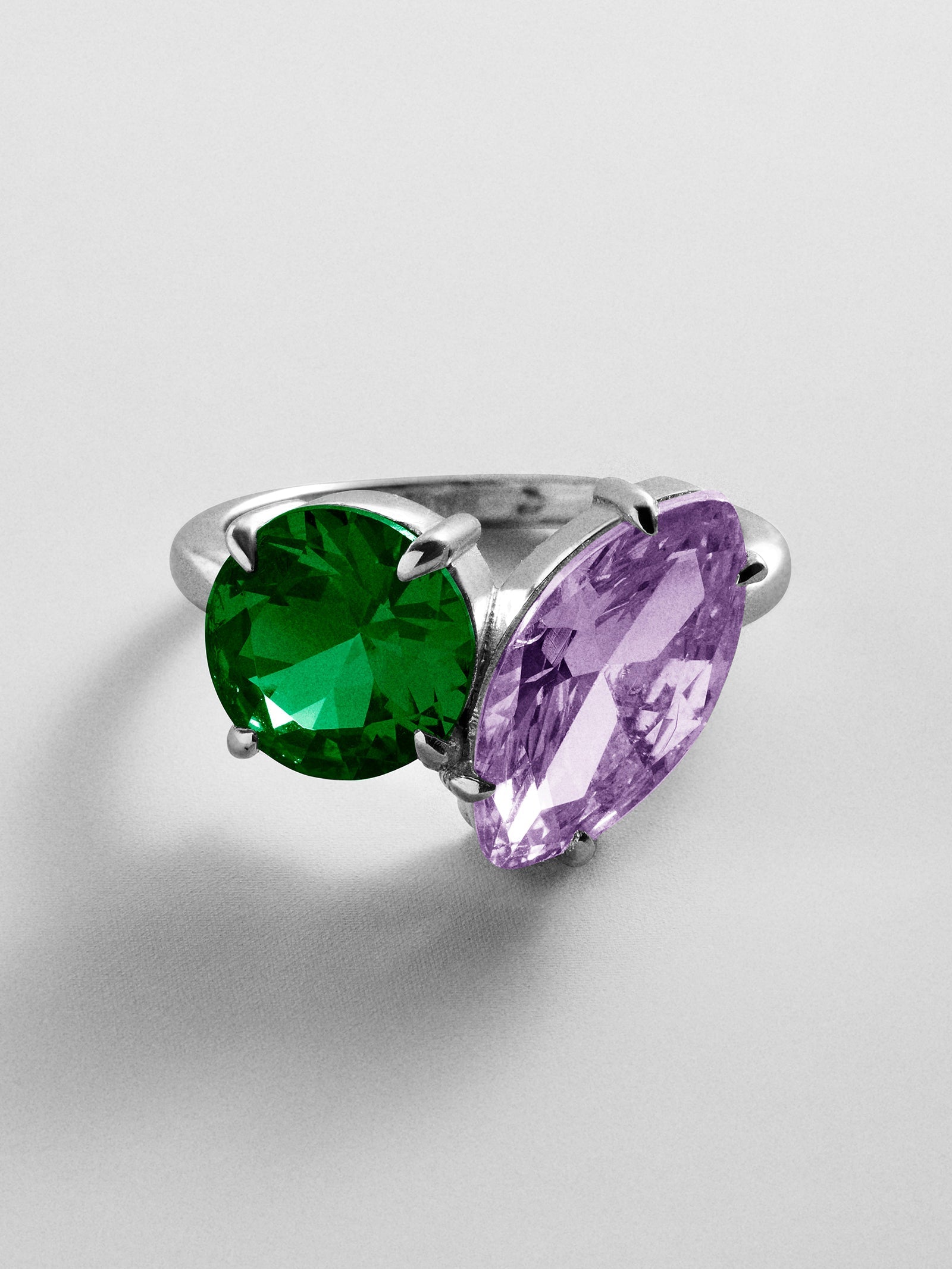 Toi et Moi Custom Birthstone Ring - Silver