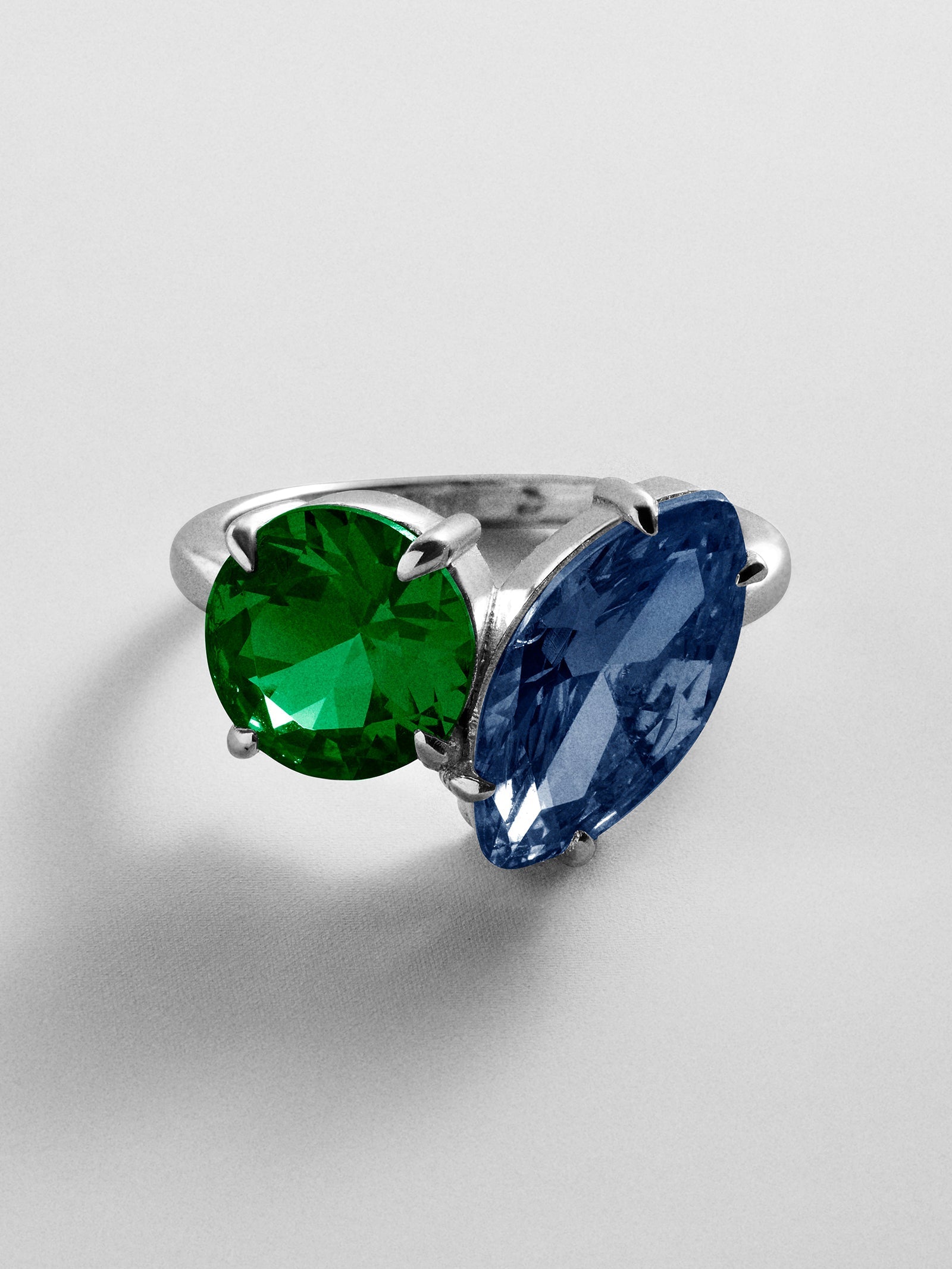Toi et Moi Custom Birthstone Ring - Silver