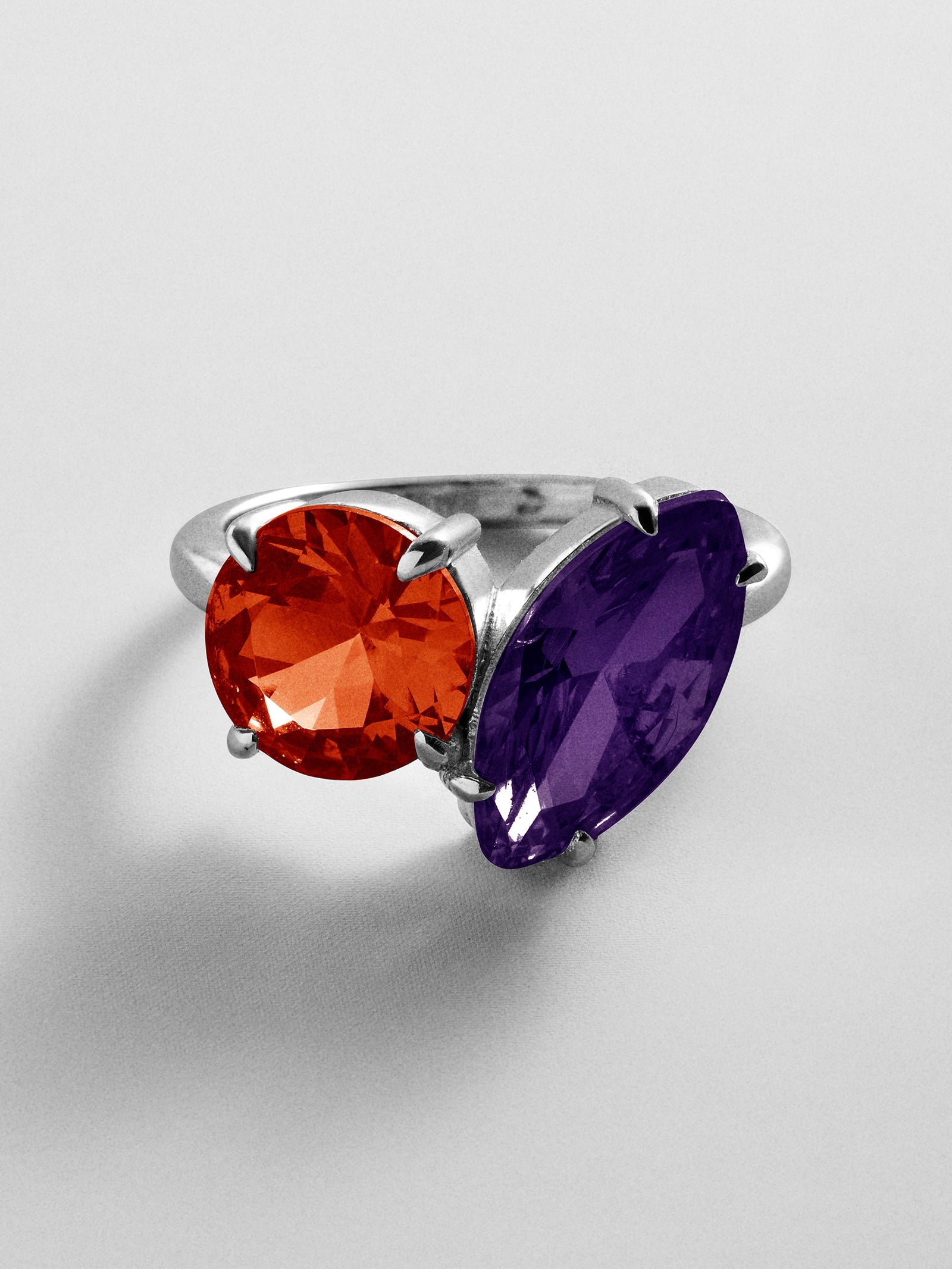 Toi et Moi Custom Birthstone Ring - Silver