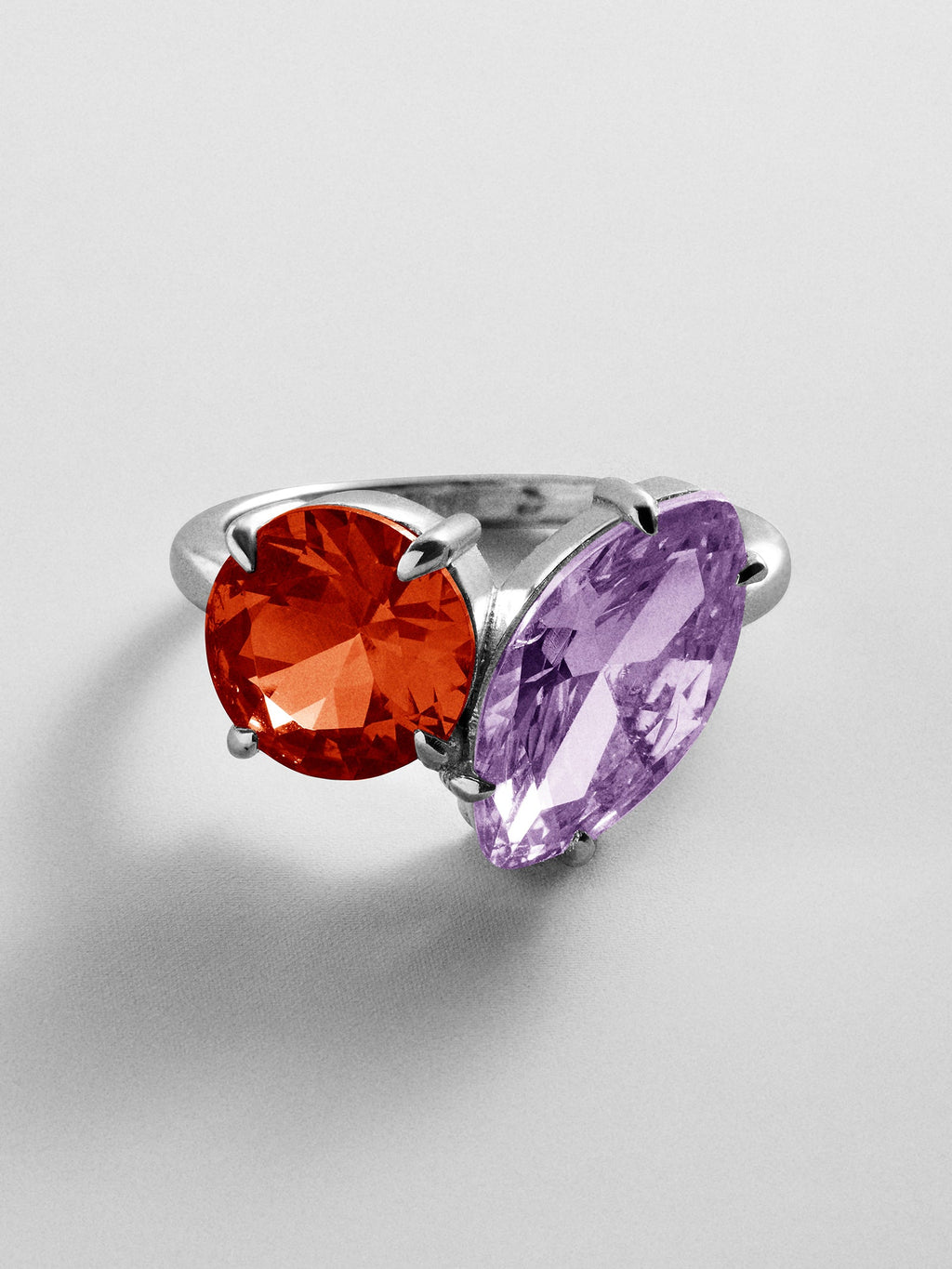 Toi et Moi Custom Birthstone Ring - Silver