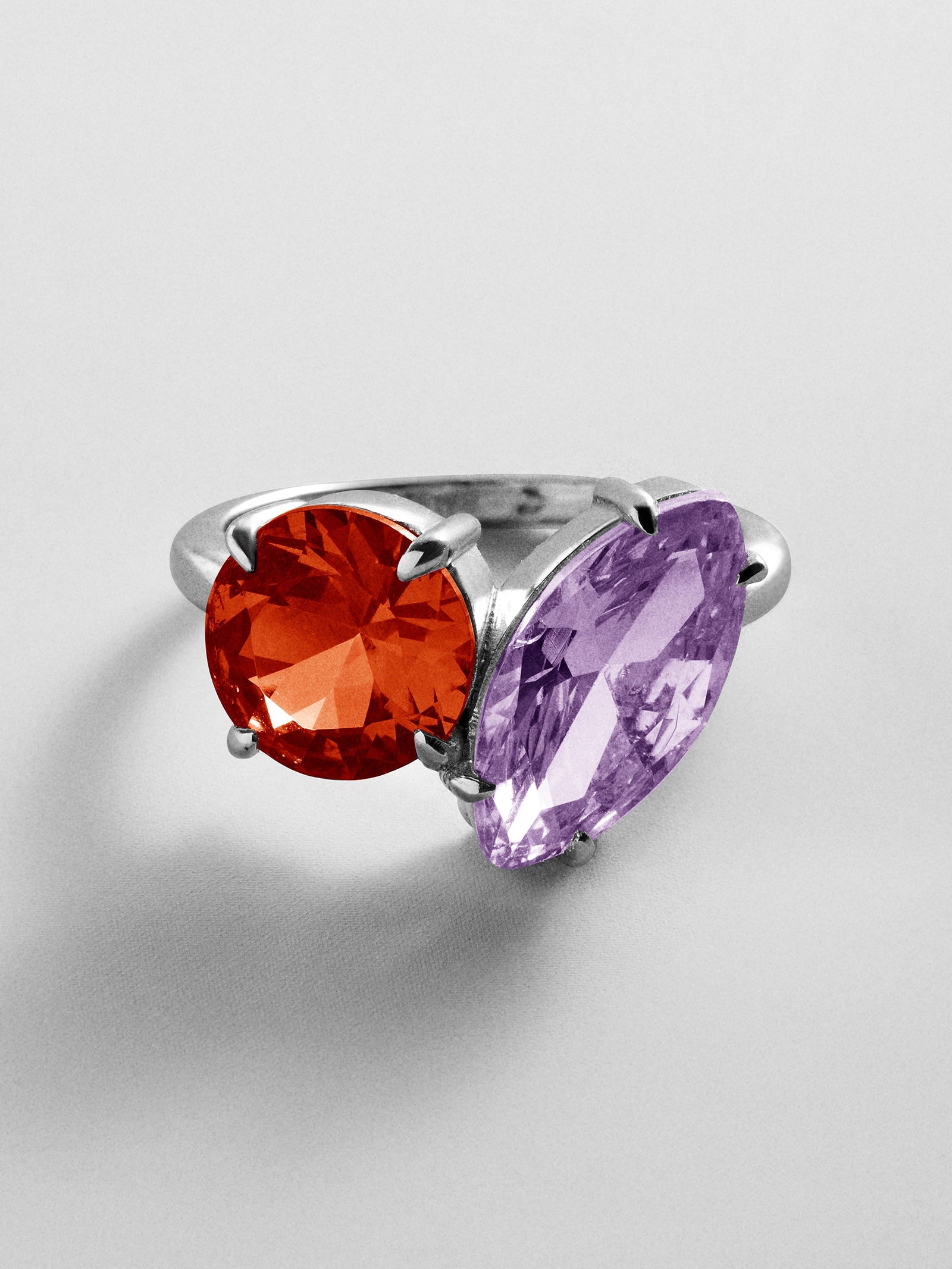 Toi et Moi Custom Birthstone Ring - Silver