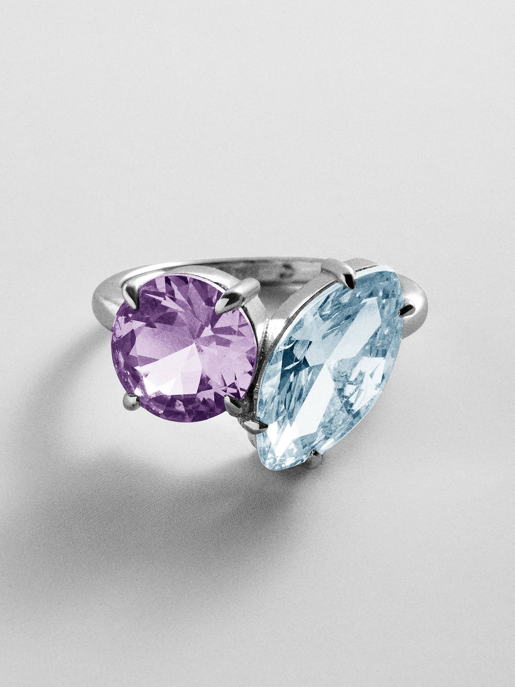 Toi et Moi Custom Birthstone Ring - Silver