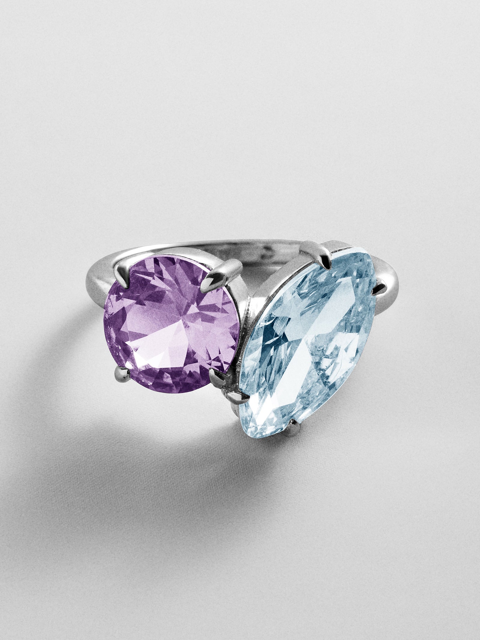 Toi et Moi Custom Birthstone Ring - Silver