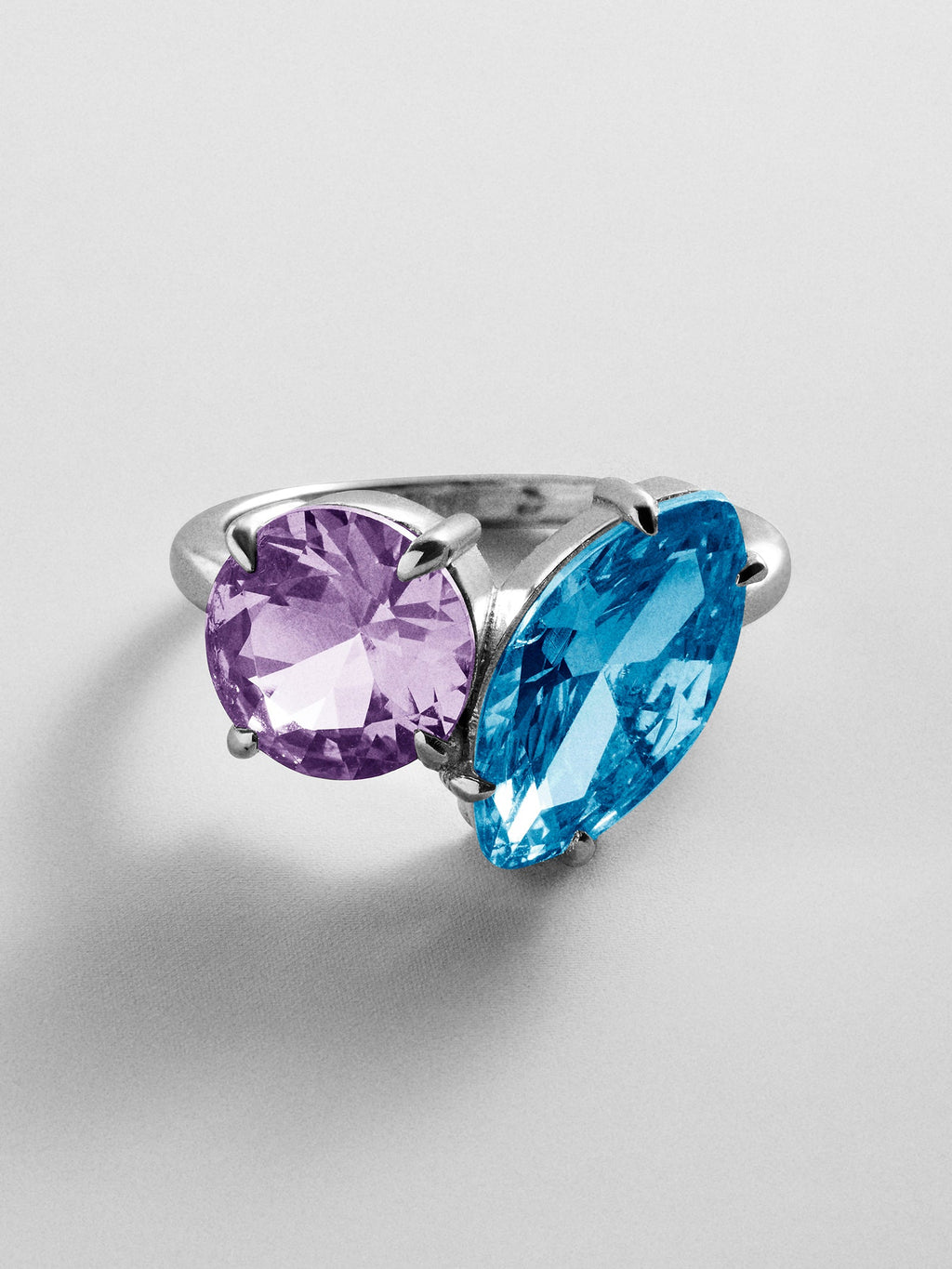 Toi et Moi Custom Birthstone Ring - Silver