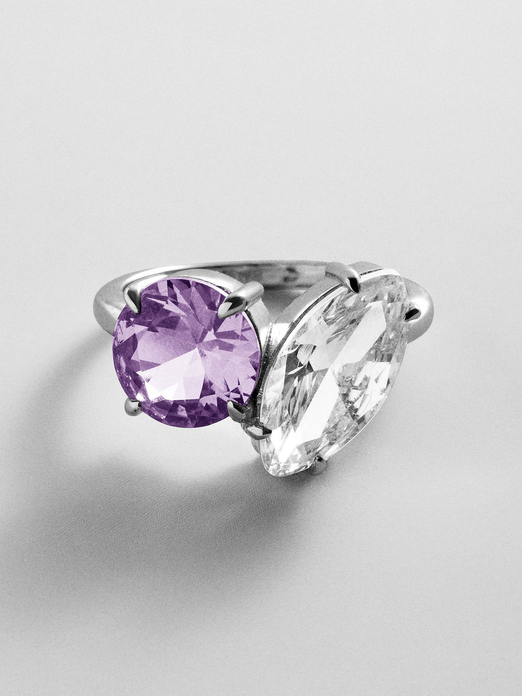 Toi et Moi Custom Birthstone Ring - Silver