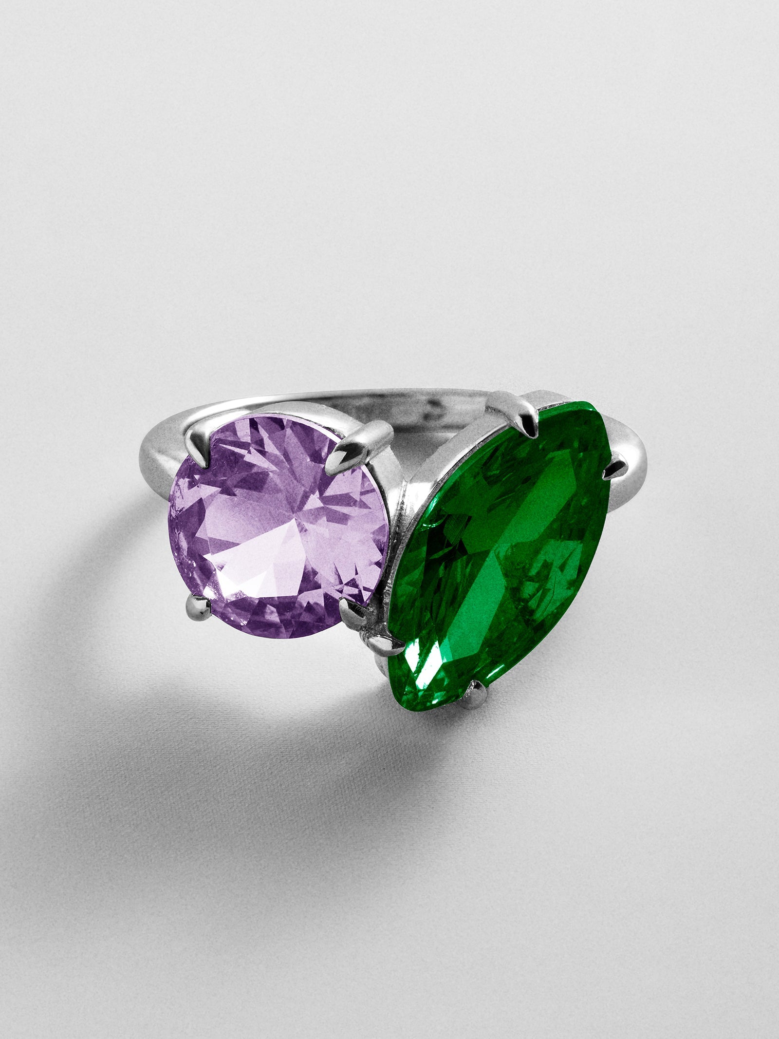 Toi et Moi Custom Birthstone Ring - Silver