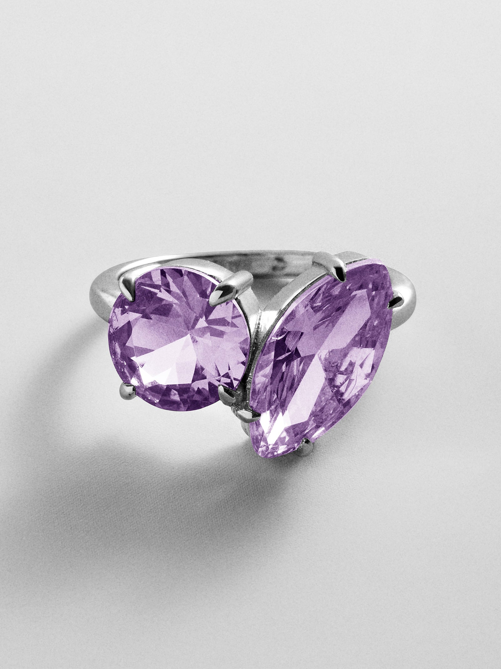 Toi et Moi Custom Birthstone Ring - Silver