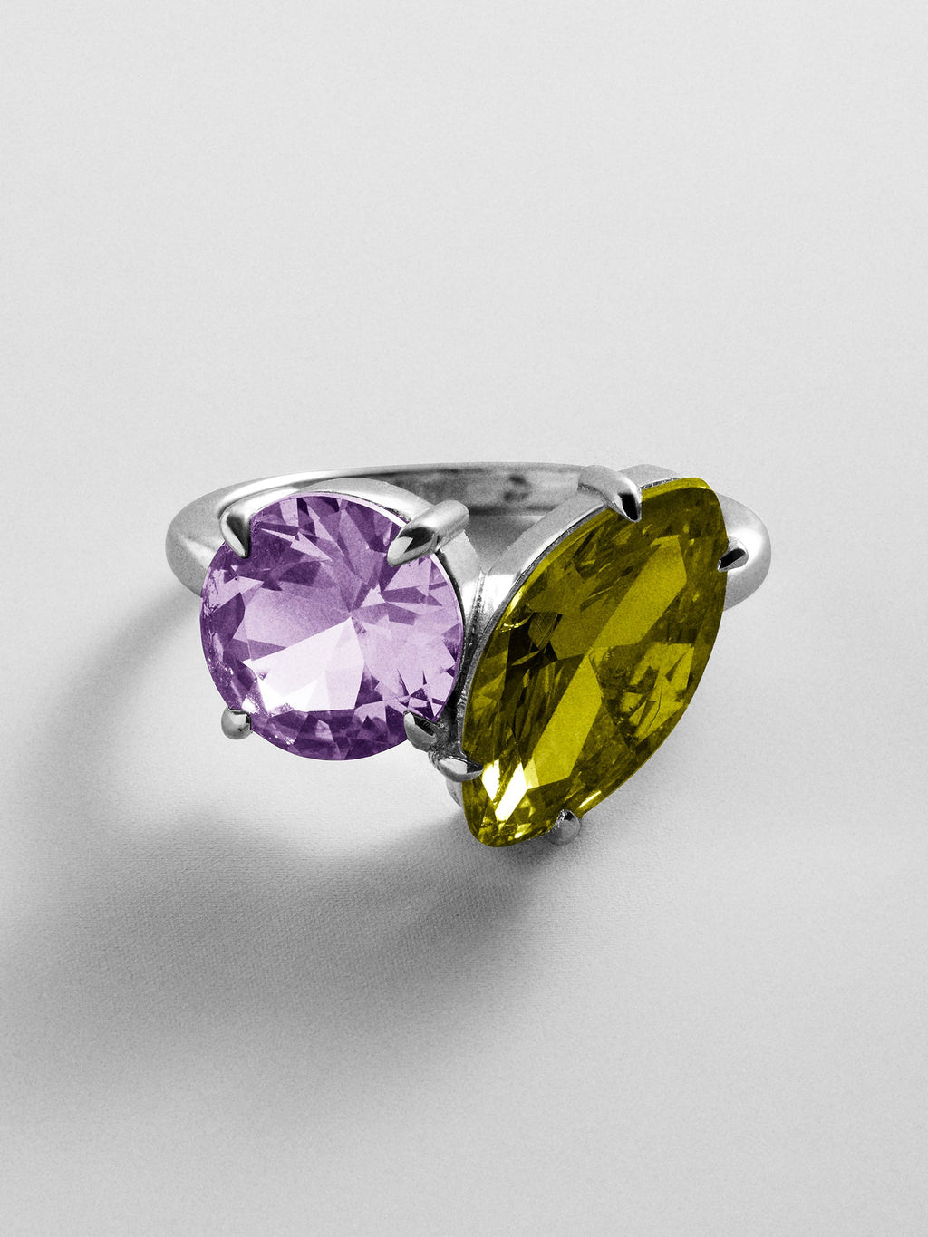 Toi et Moi Custom Birthstone Ring - Silver