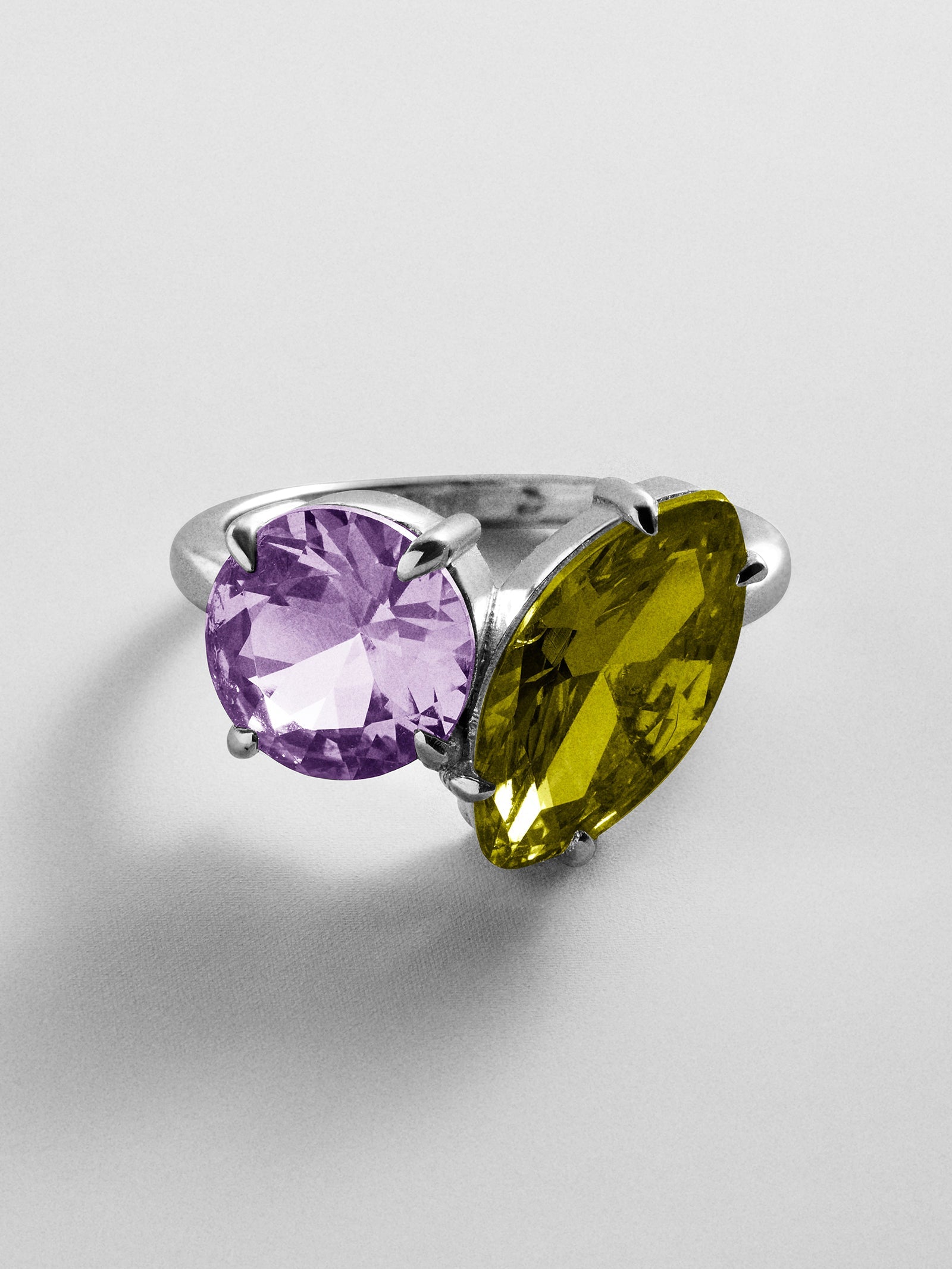 Toi et Moi Custom Birthstone Ring - Silver