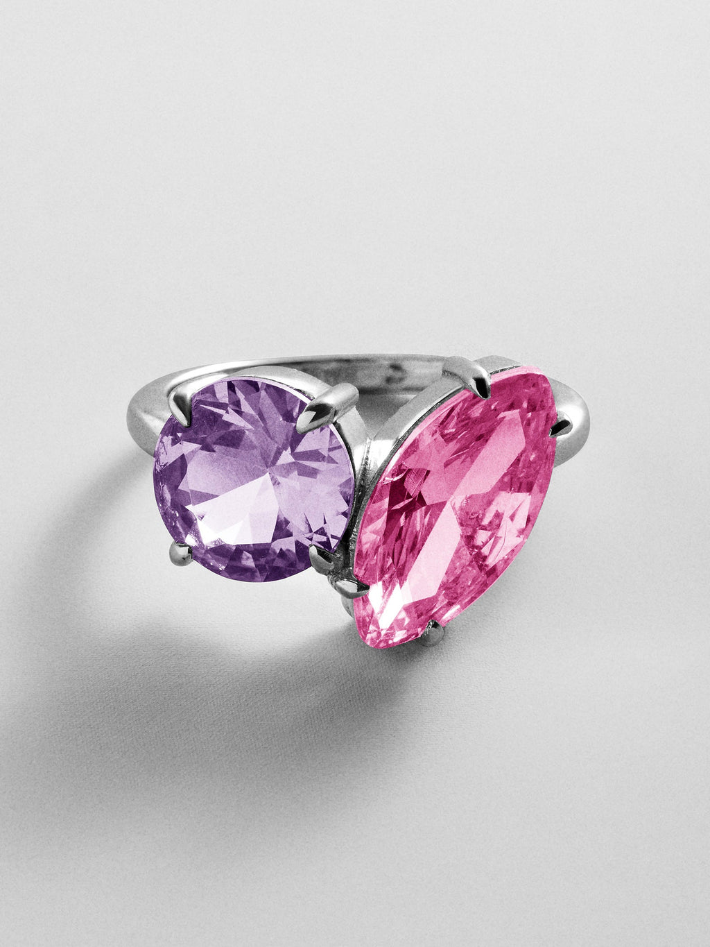 Toi et Moi Custom Birthstone Ring - Silver