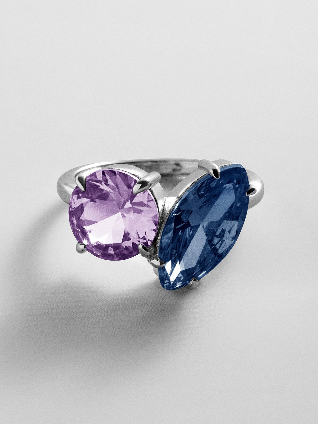 Toi et Moi Custom Birthstone Ring - Silver