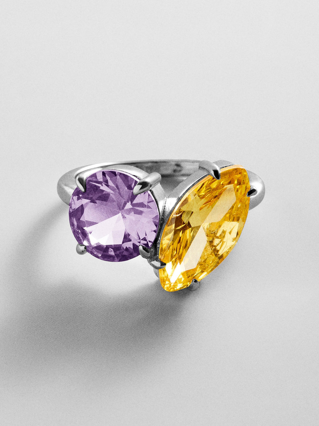 Toi et Moi Custom Birthstone Ring - Silver