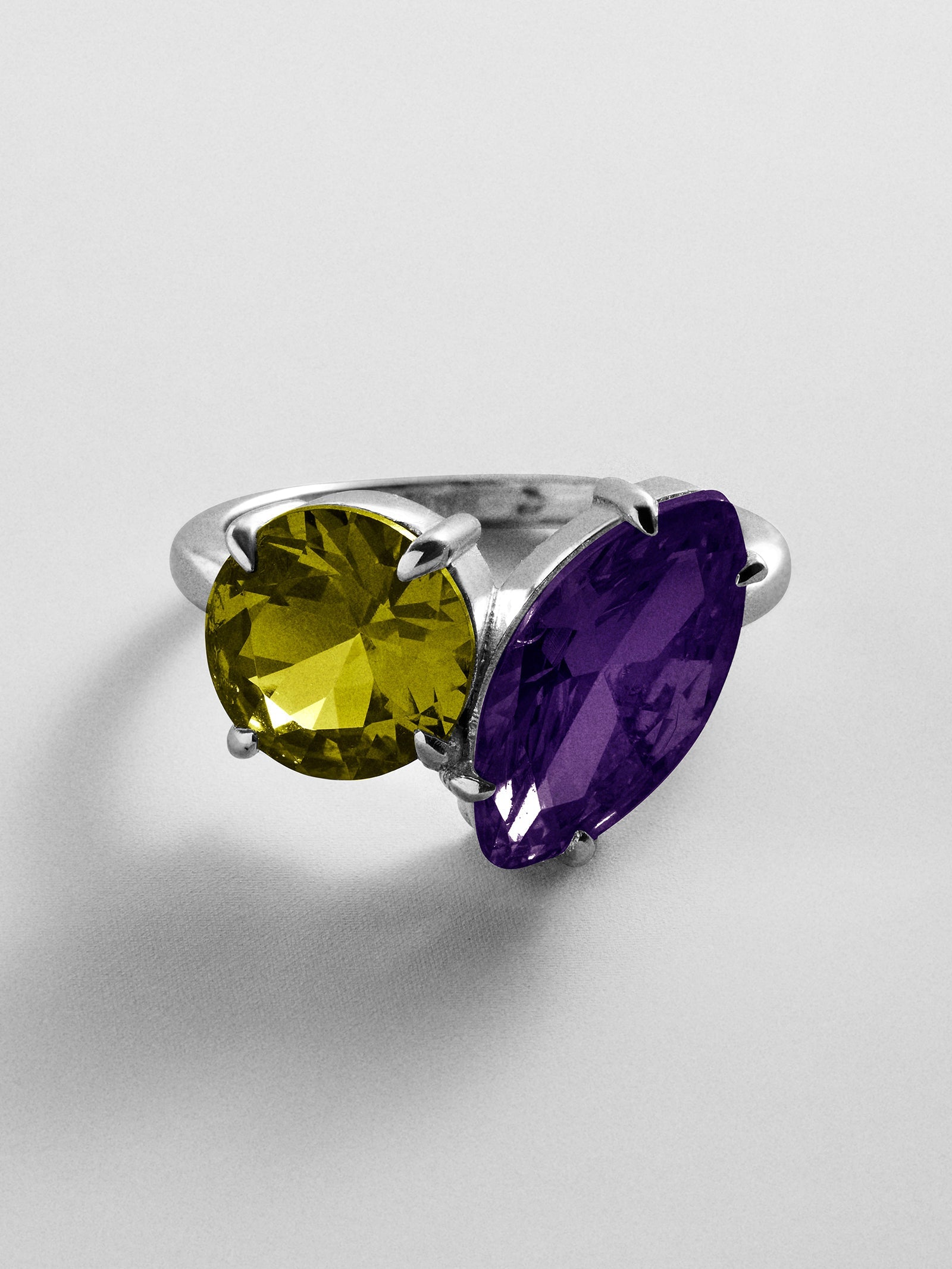 Toi et Moi Custom Birthstone Ring - Silver