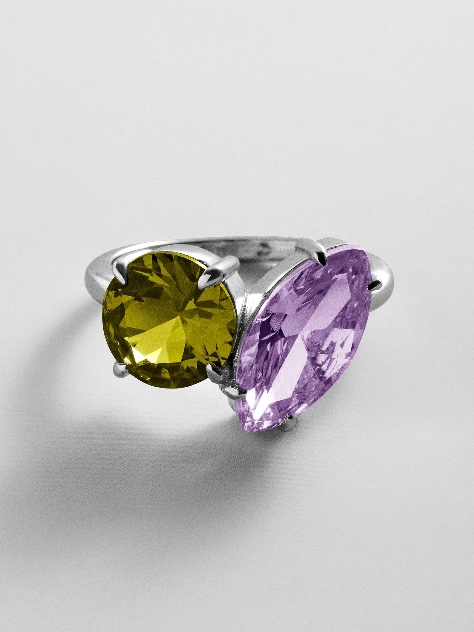 Toi et Moi Custom Birthstone Ring - Silver