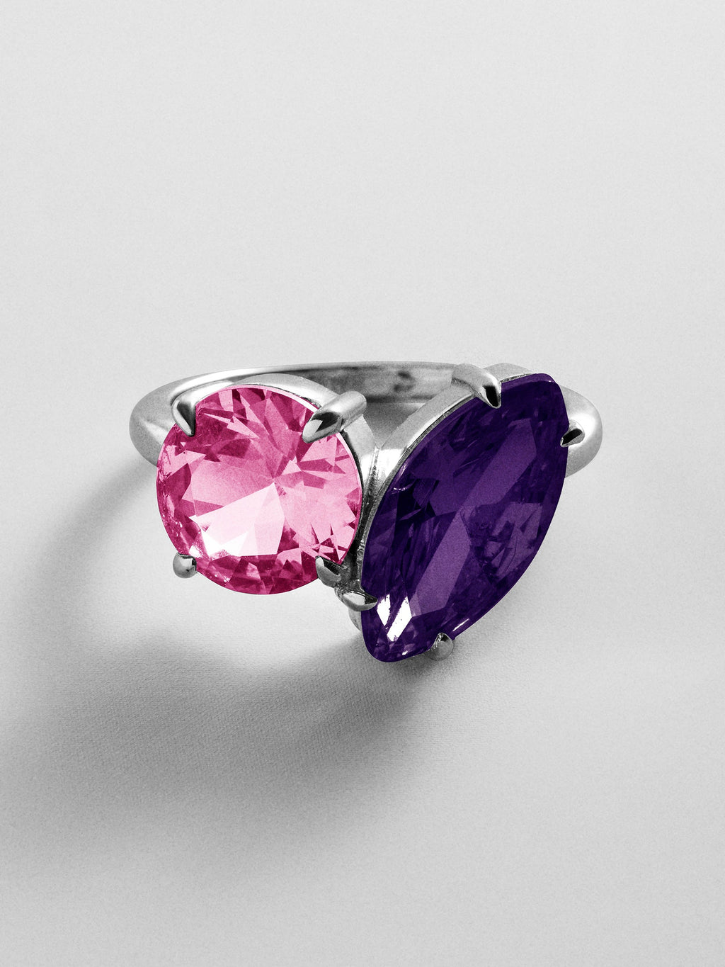 Toi et Moi Custom Birthstone Ring - Silver