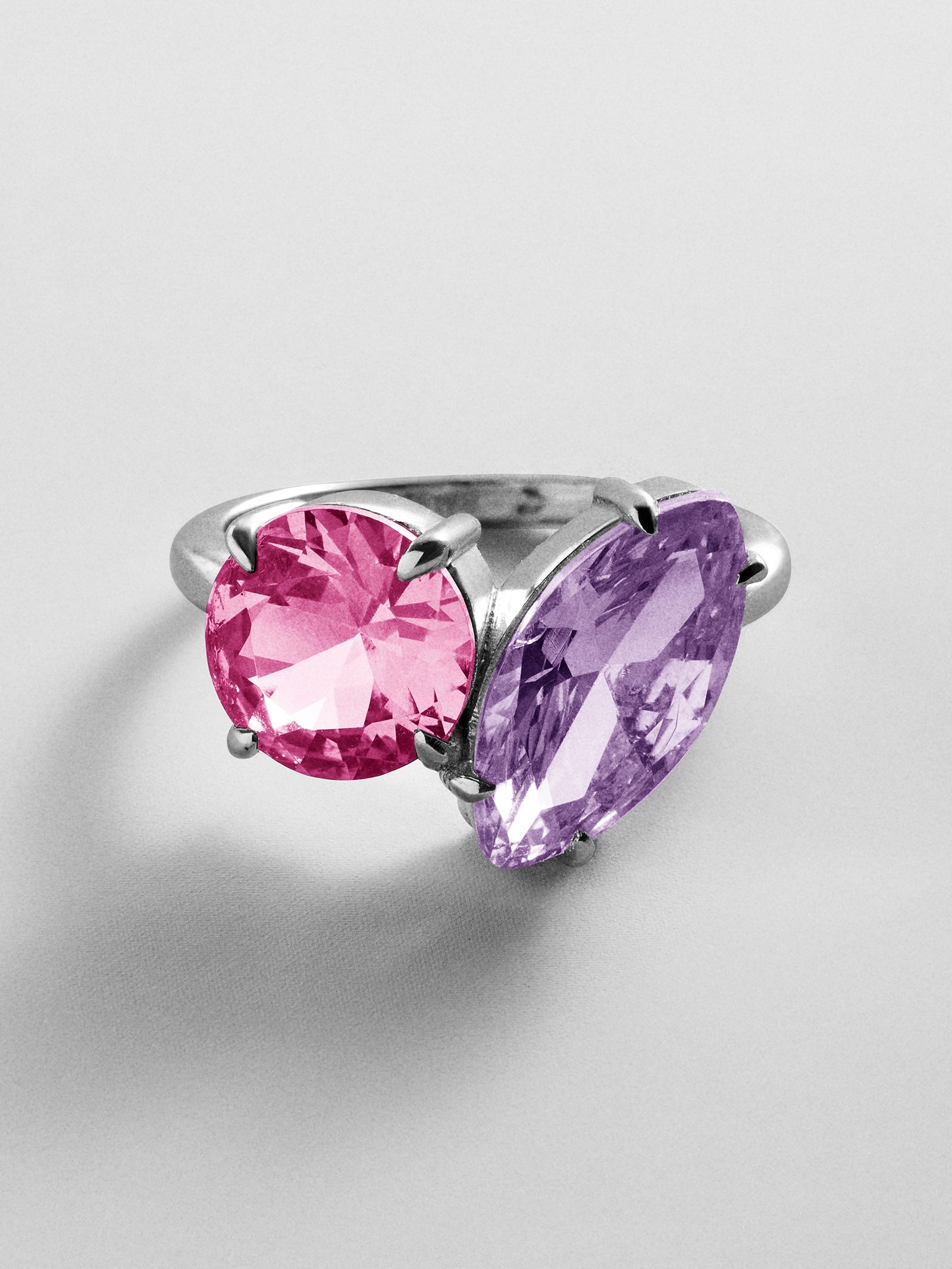 Toi et Moi Custom Birthstone Ring - Silver