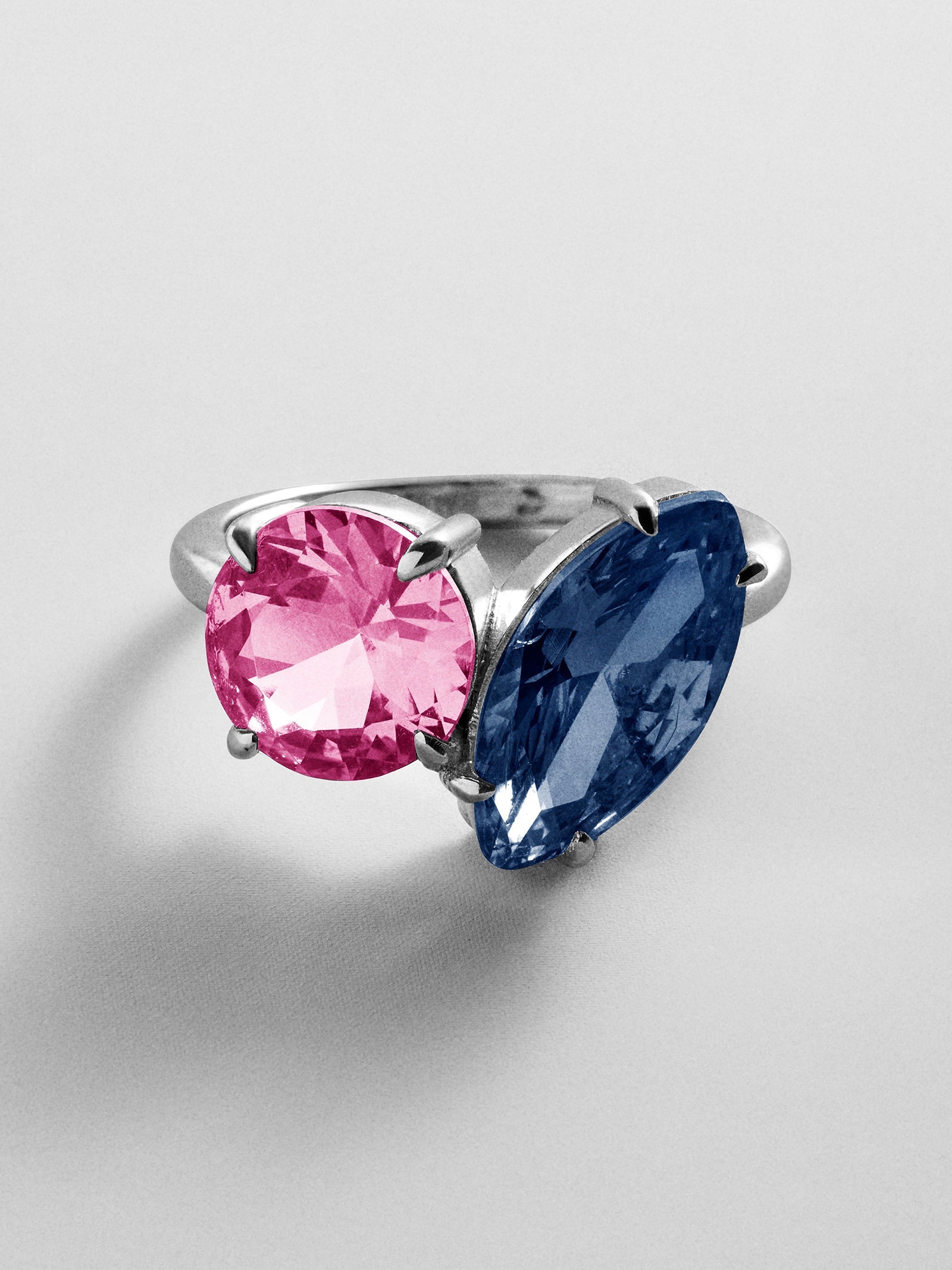Toi et Moi Custom Birthstone Ring - Silver