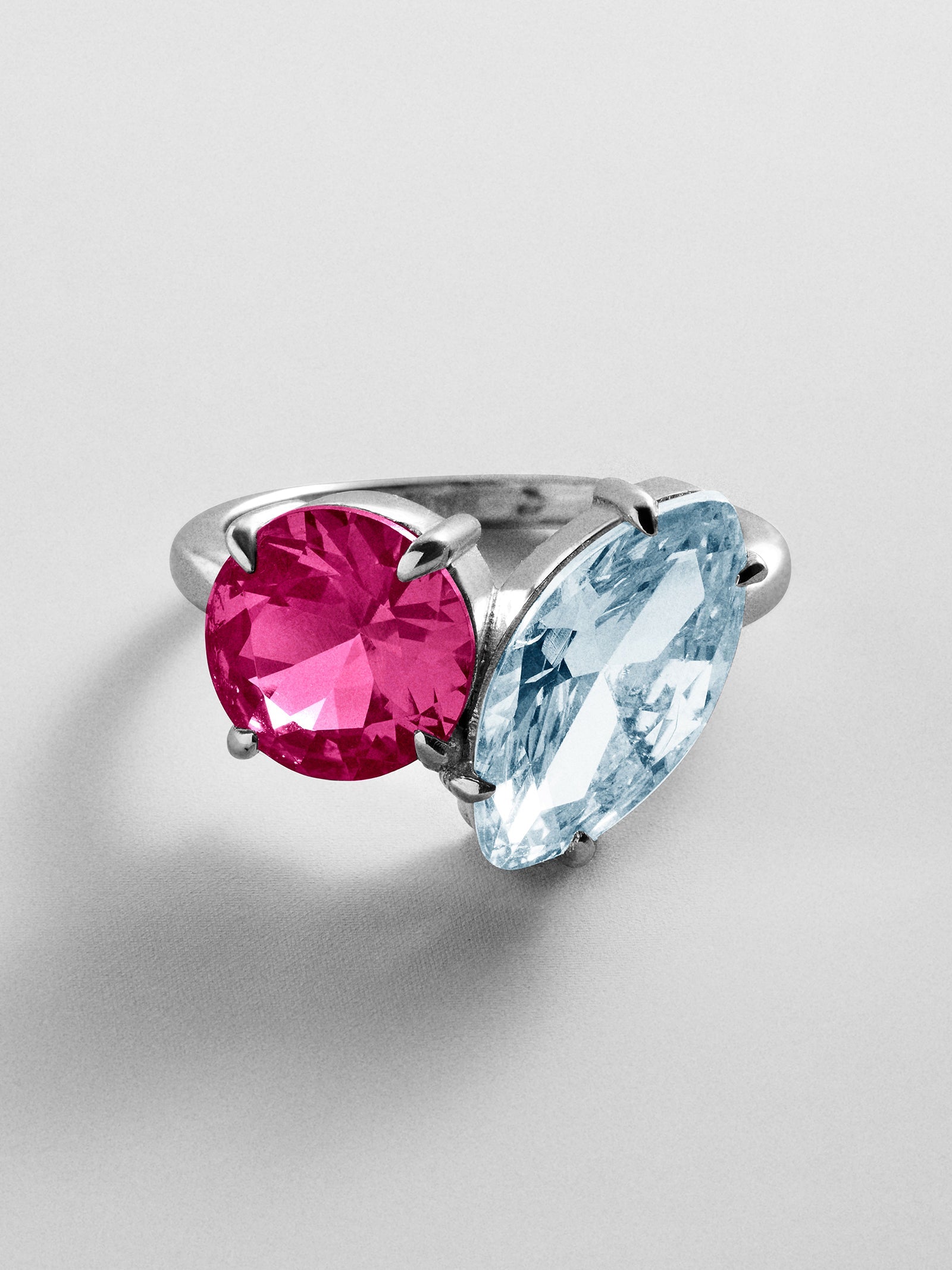 Toi et Moi Custom Birthstone Ring - Silver