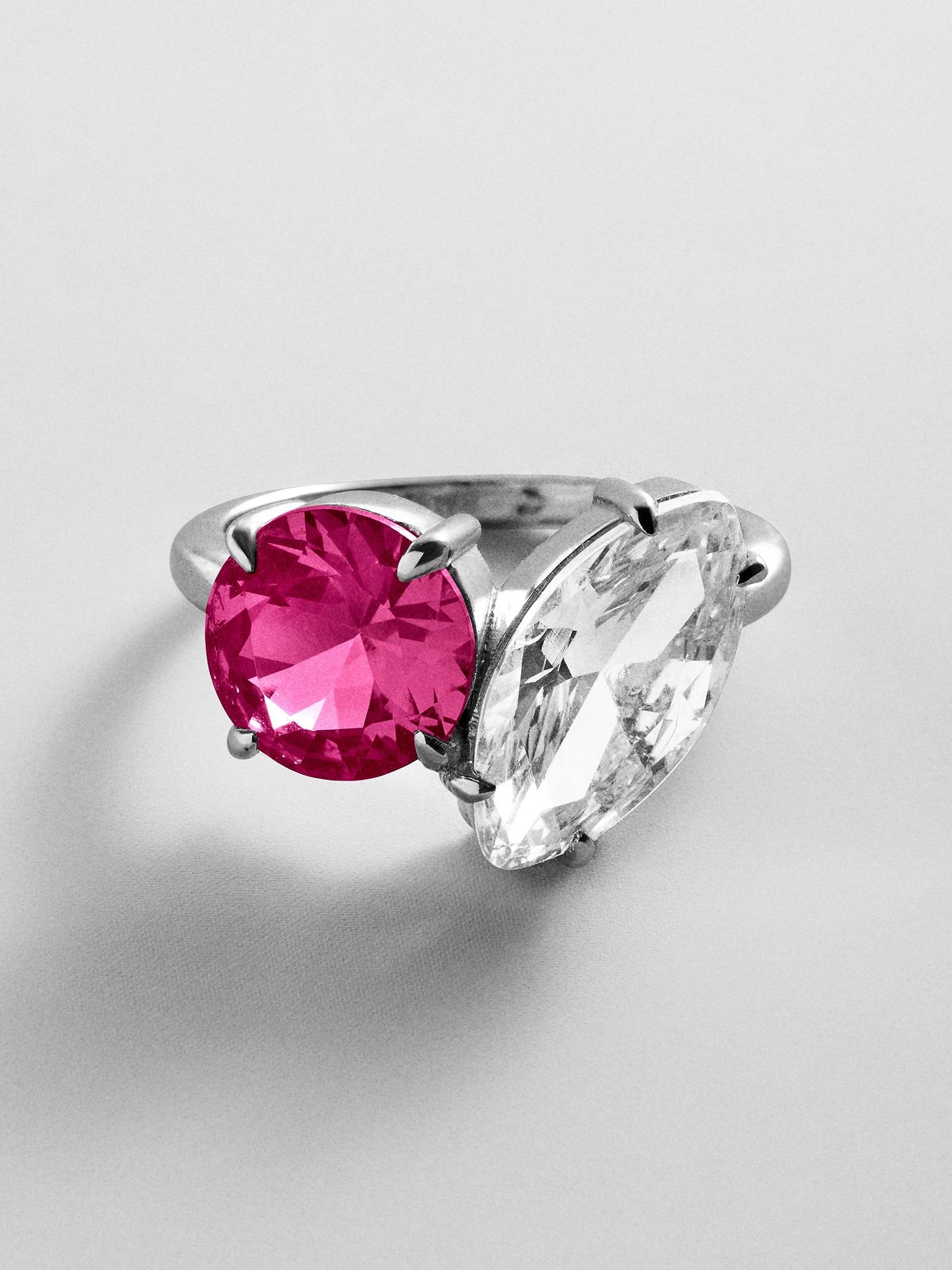 Toi et Moi Custom Birthstone Ring - Silver