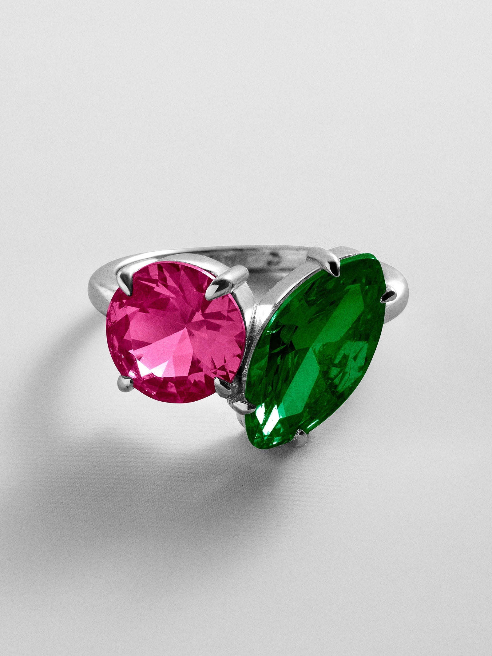 Toi et Moi Custom Birthstone Ring - Silver