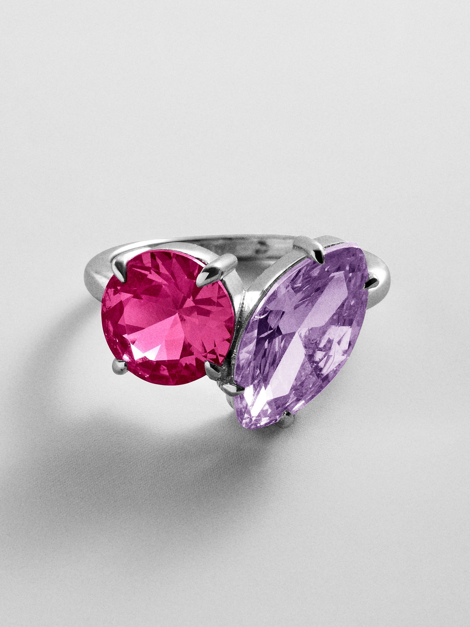 Toi et Moi Custom Birthstone Ring - Silver