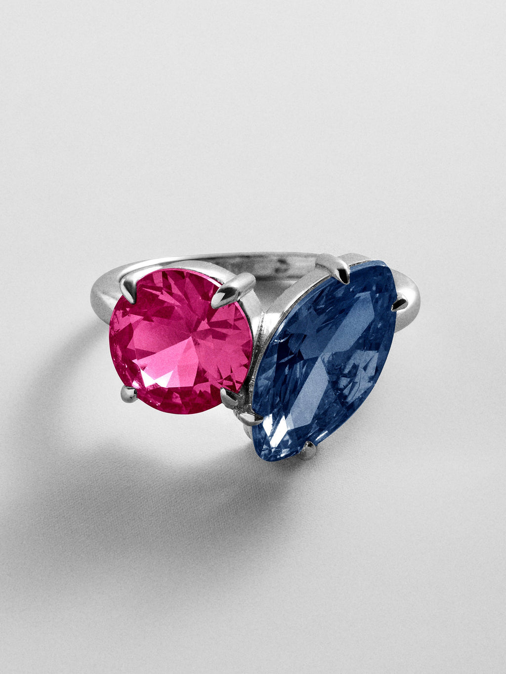 Toi et Moi Custom Birthstone Ring - Silver