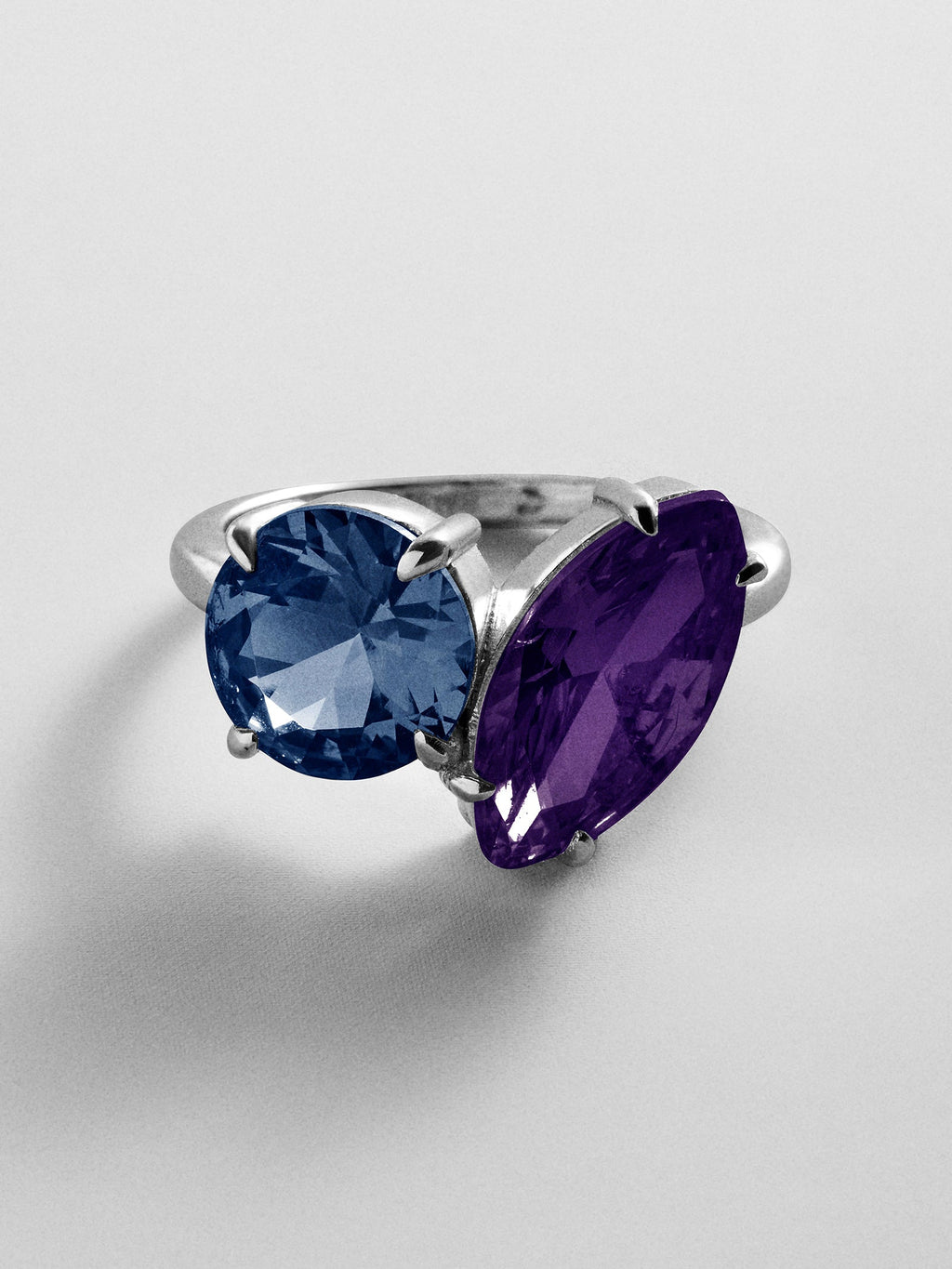 Toi et Moi Custom Birthstone Ring - Silver