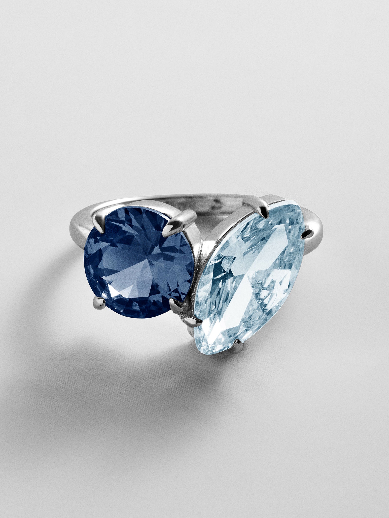 Toi et Moi Custom Birthstone Ring - Silver