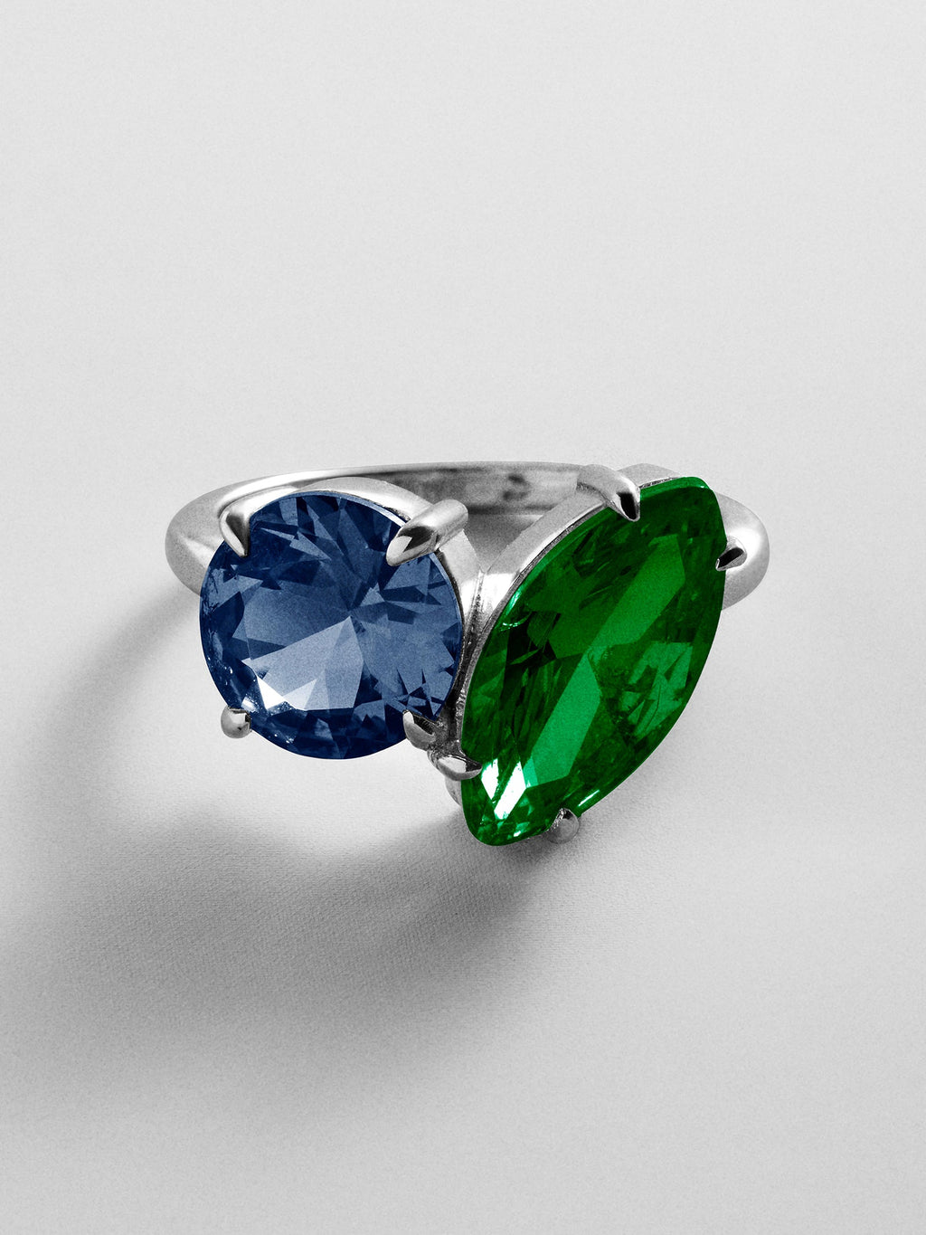 Toi et Moi Custom Birthstone Ring - Silver