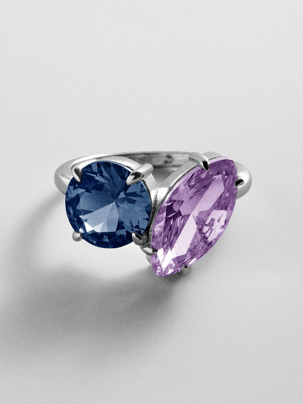 Toi et Moi Custom Birthstone Ring - Silver
