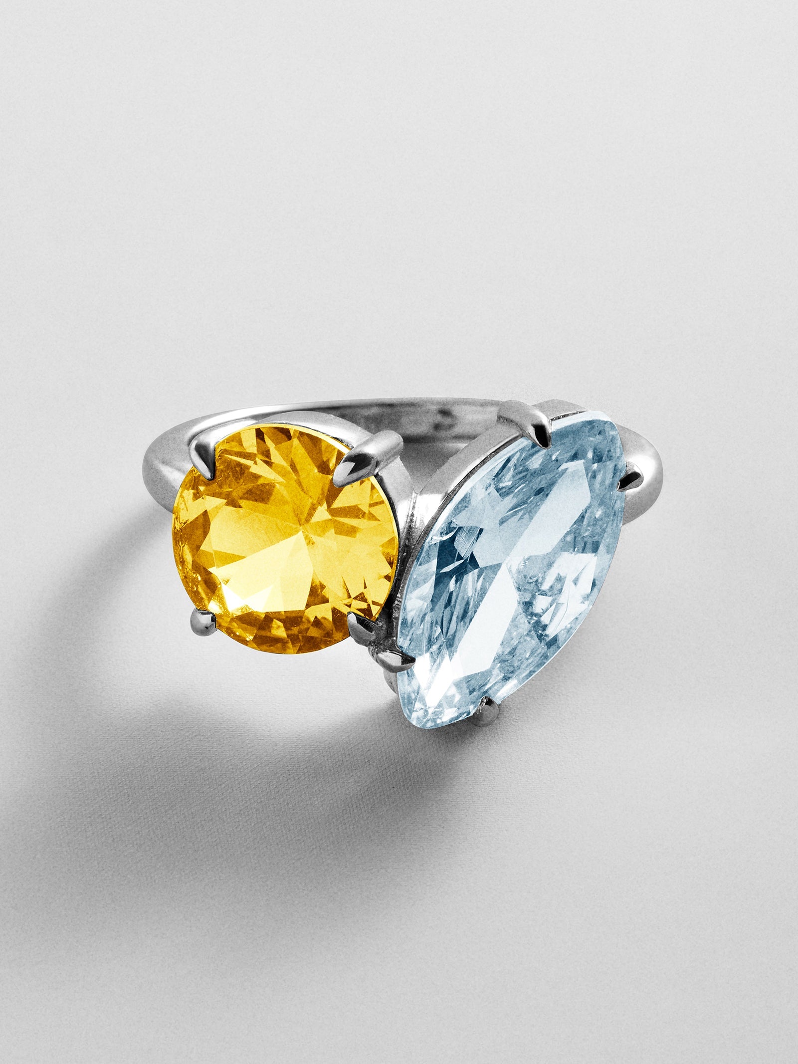 Toi et Moi Custom Birthstone Ring - Silver