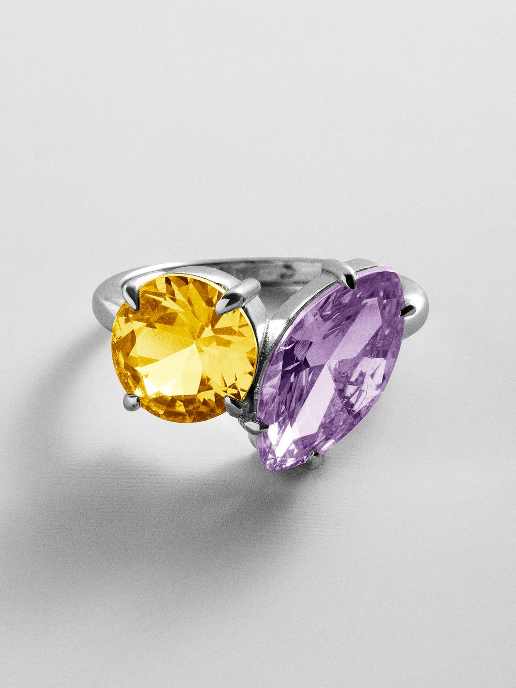Toi et Moi Custom Birthstone Ring - Silver