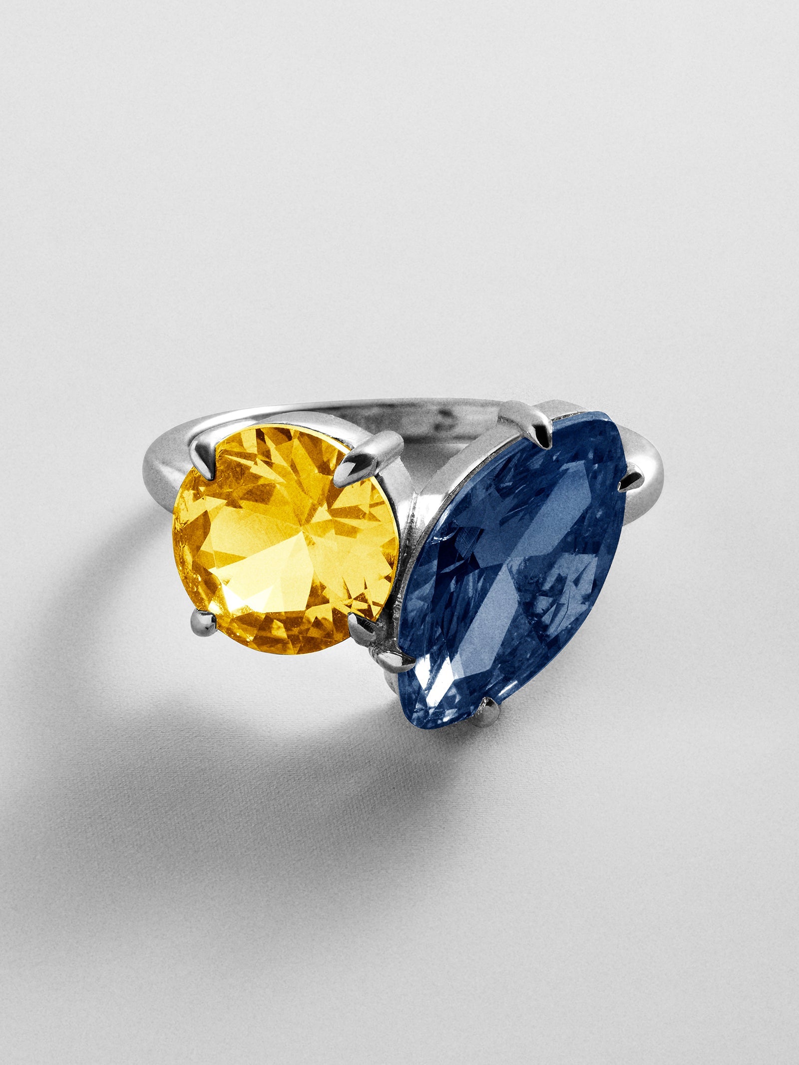 Toi et Moi Custom Birthstone Ring - Silver