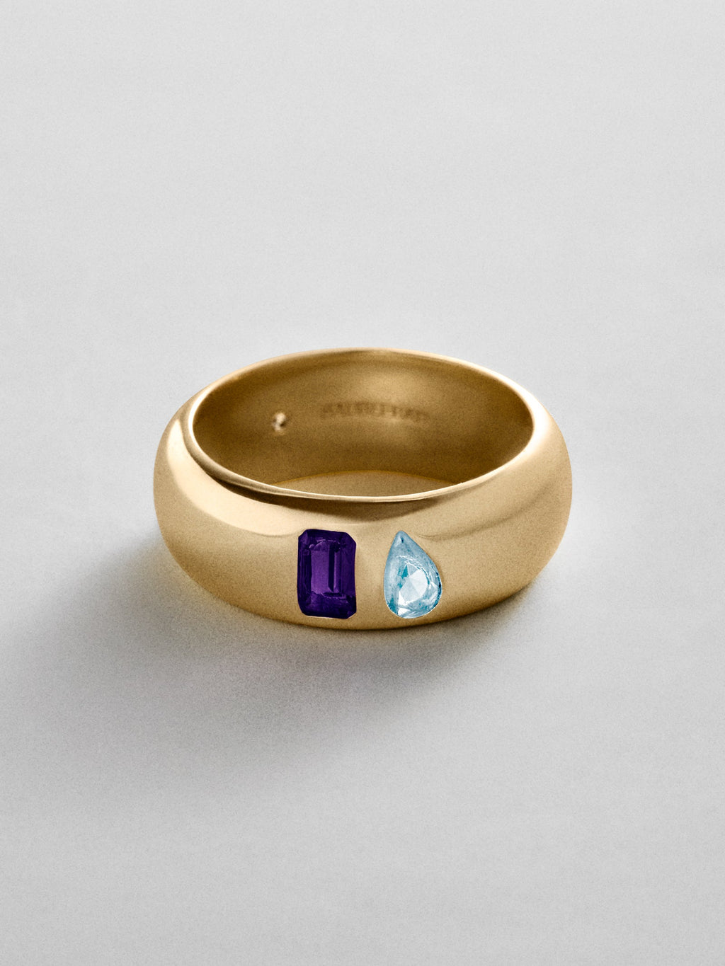 Multi-Stone Puffy Custom Birthstone Ring - Gold