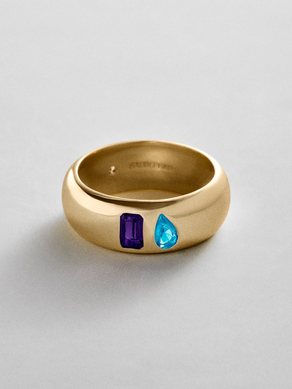 Multi-Stone Puffy Custom Birthstone Ring - Gold